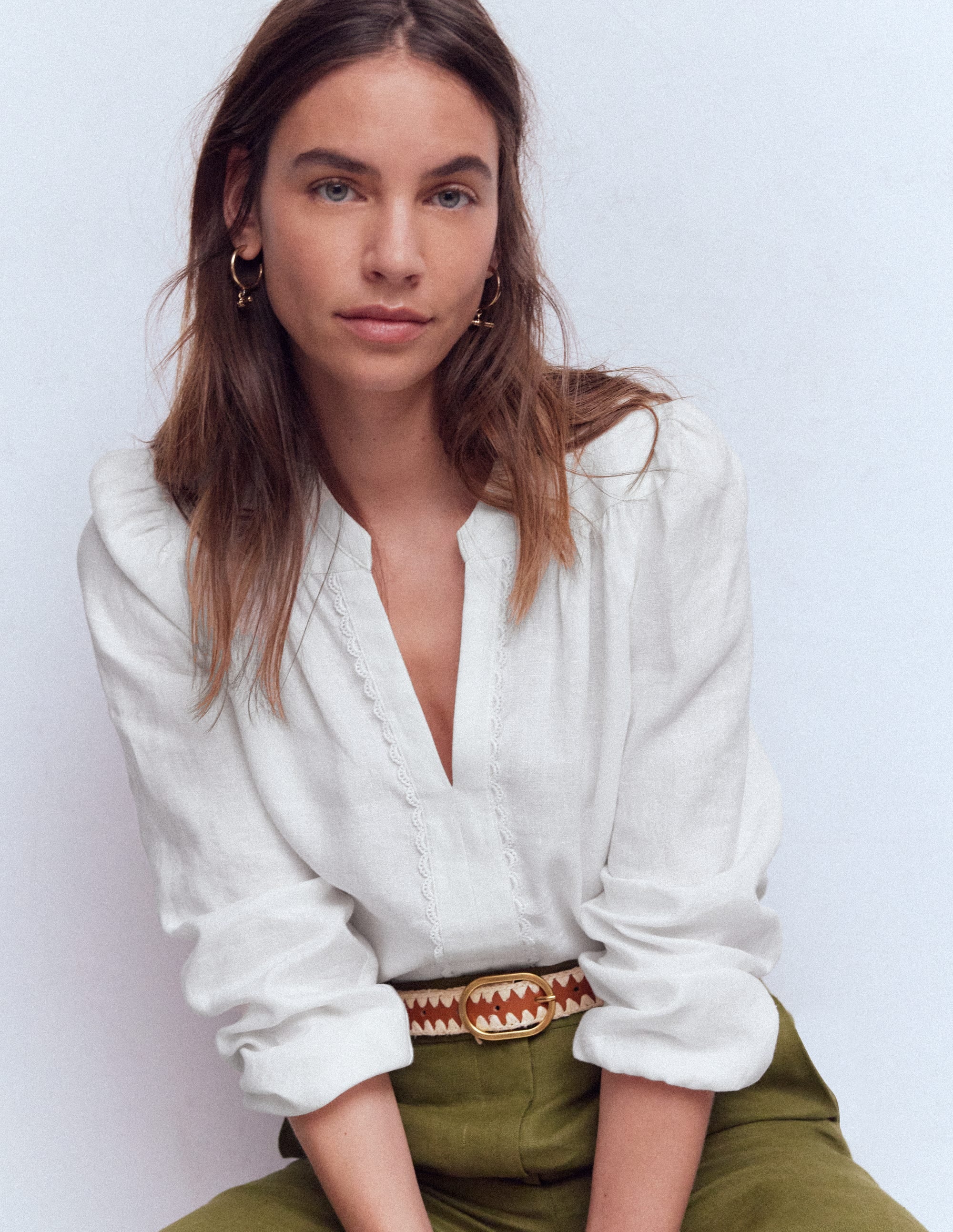 Linen Trim Insert Top-White - Image 1