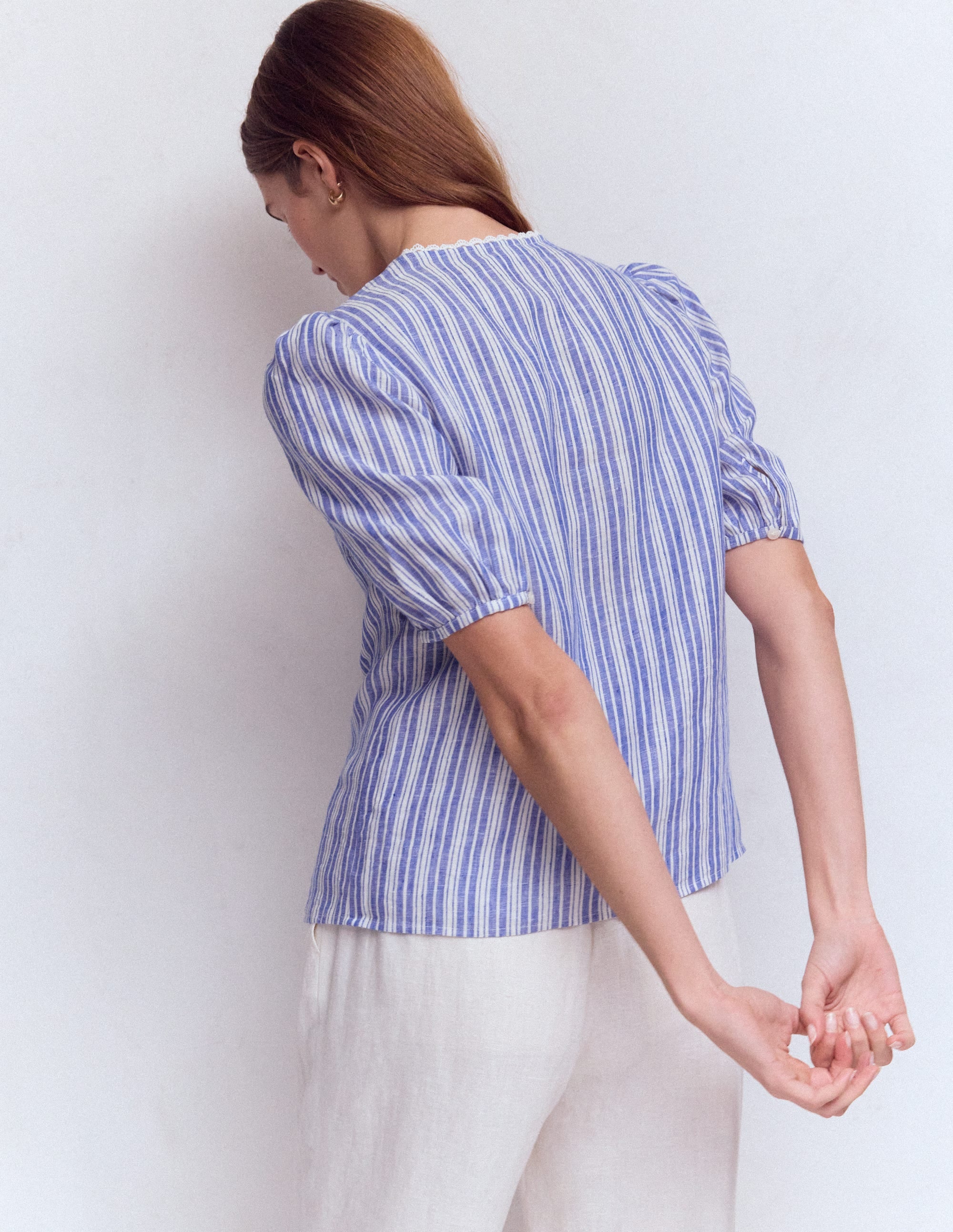 Leah Jersey Top-Bright Blue Varigated Stripe - Image 3