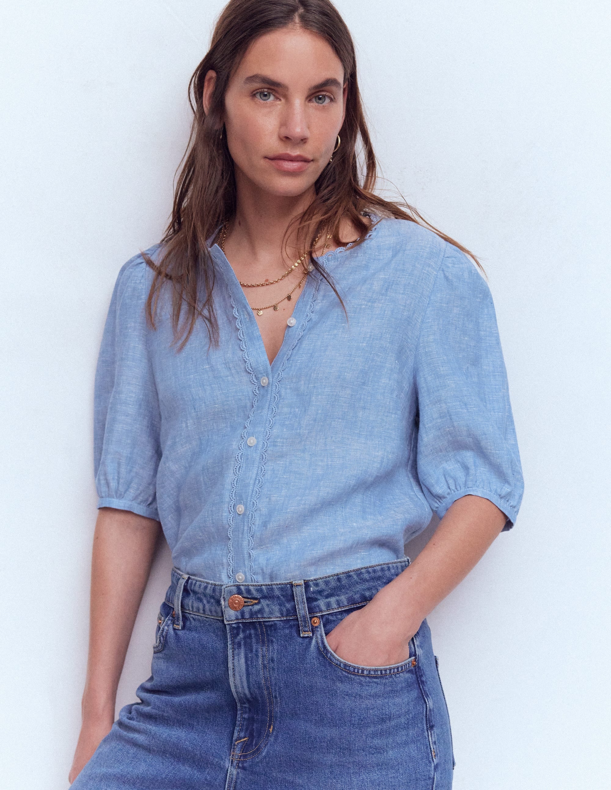 Leah Jersey Top-Chambray - Image 4