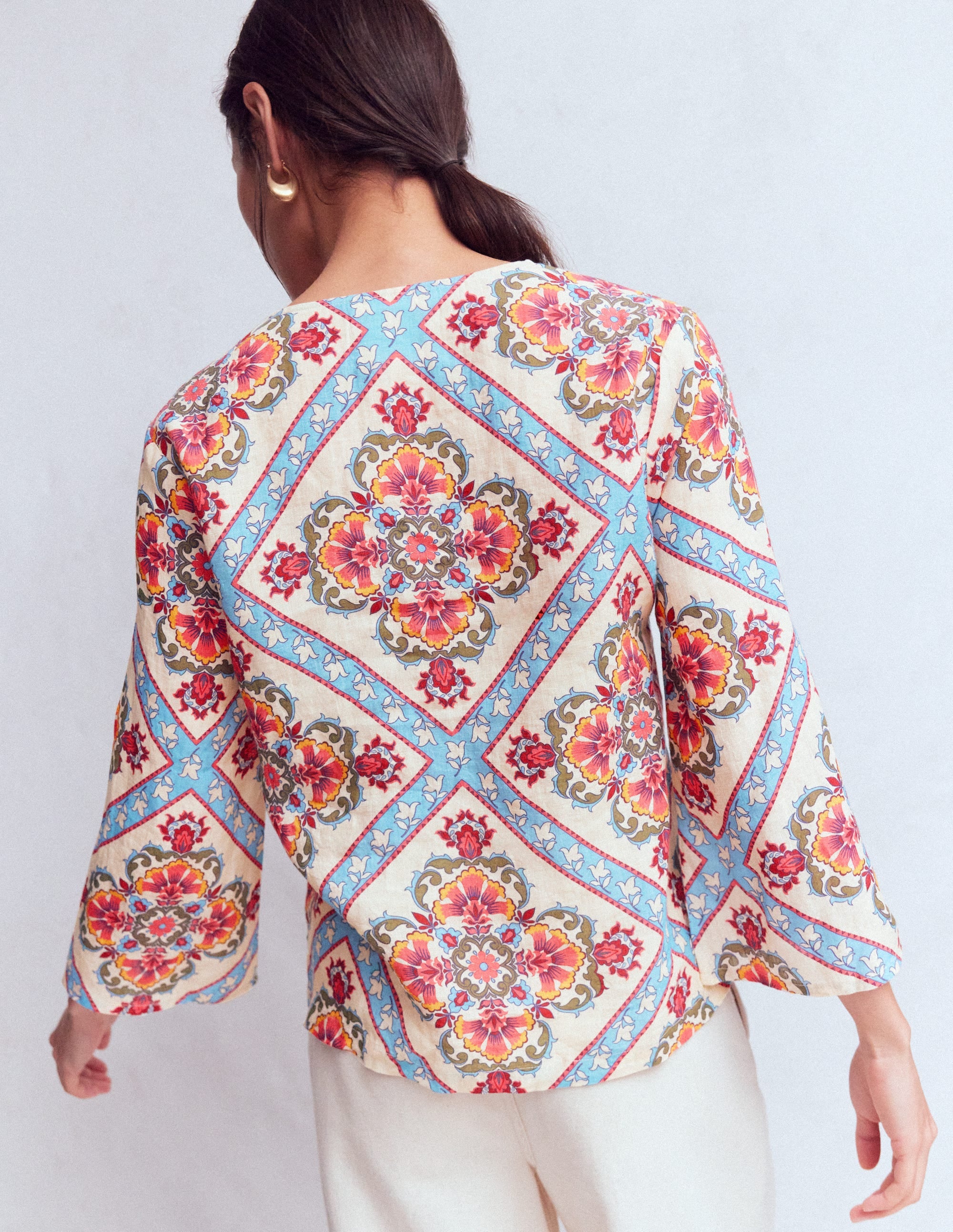 Cleo Linen Top-Floral Tile Placement - Image 3