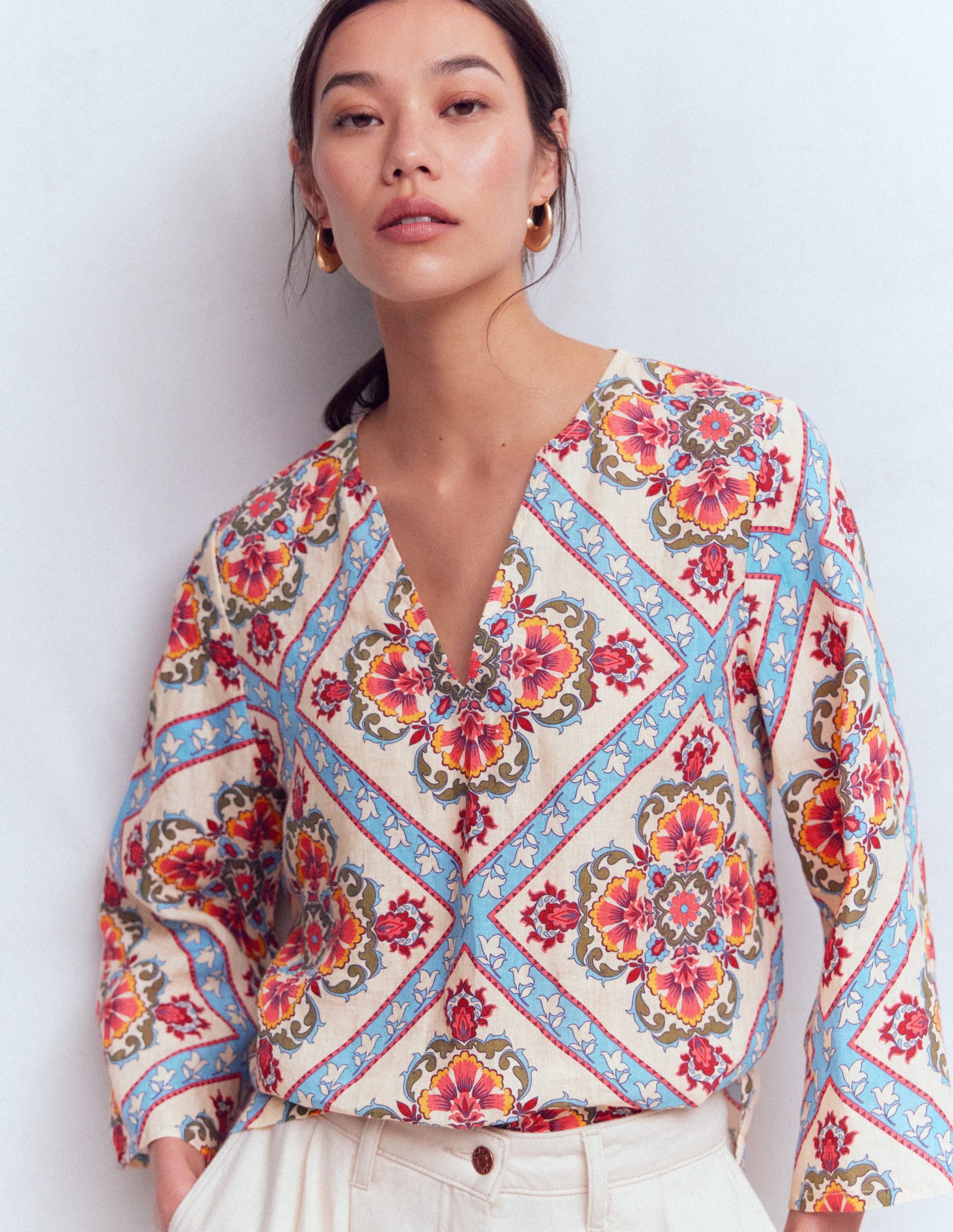 Cleo Linen Top-Floral Tile Placement - Image 5