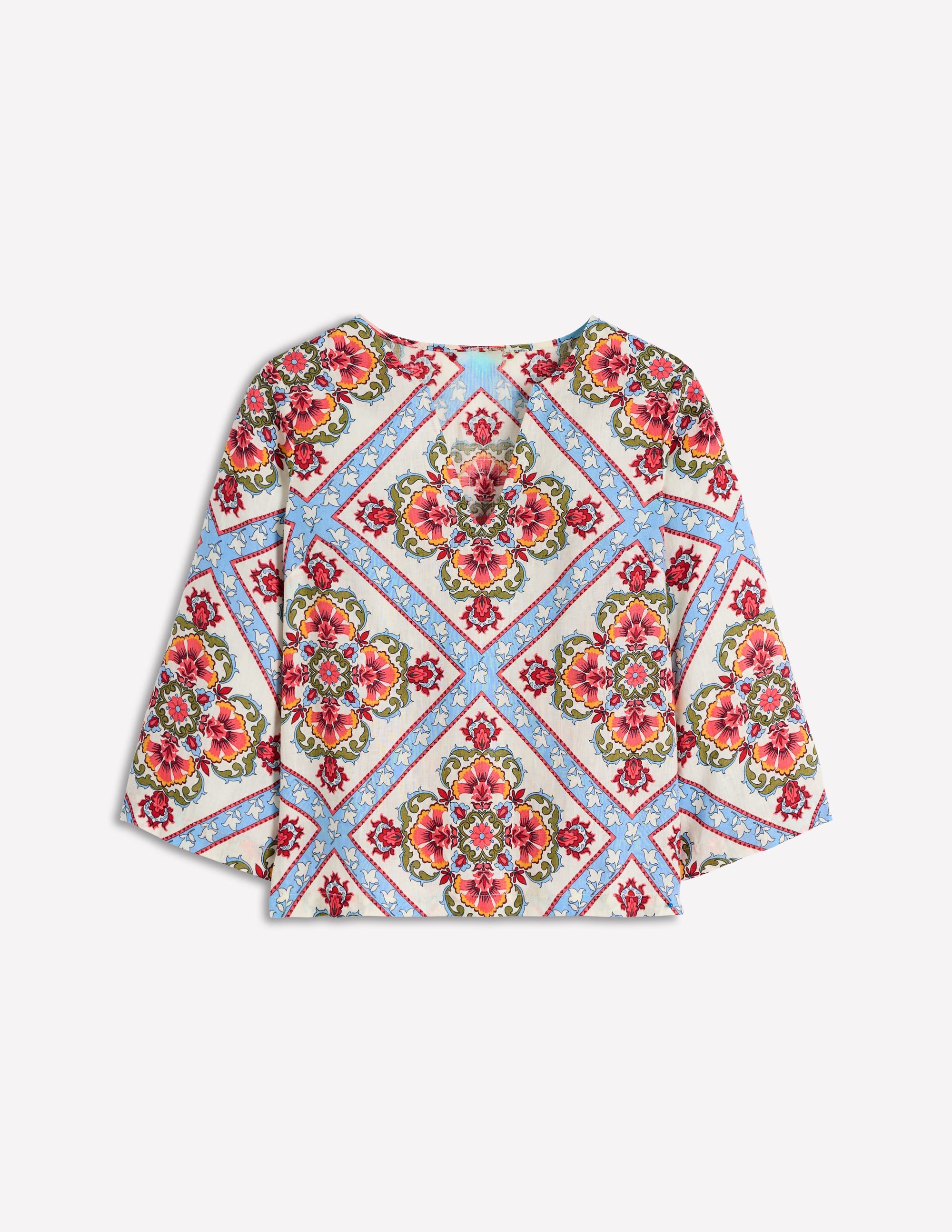 Cleo Linen Top-Floral Tile Placement - Image 6