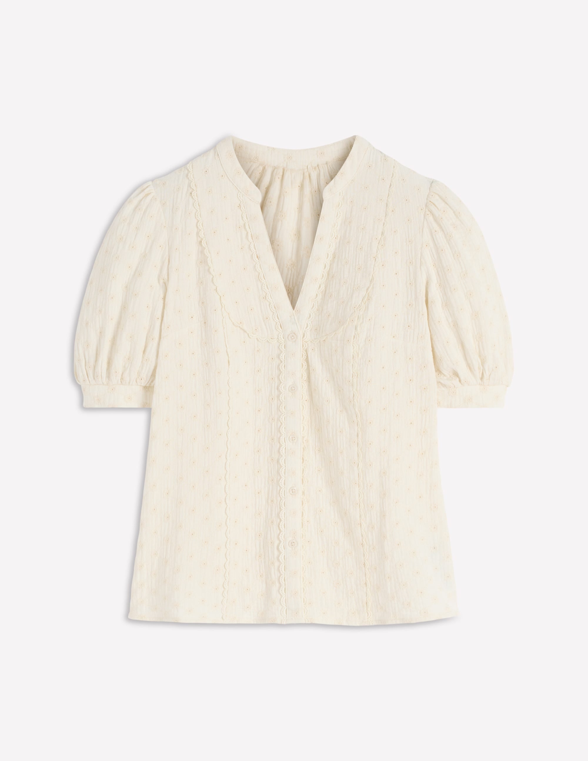 Trim Insert Double Cloth Top-Ivory Broderie - Image 4