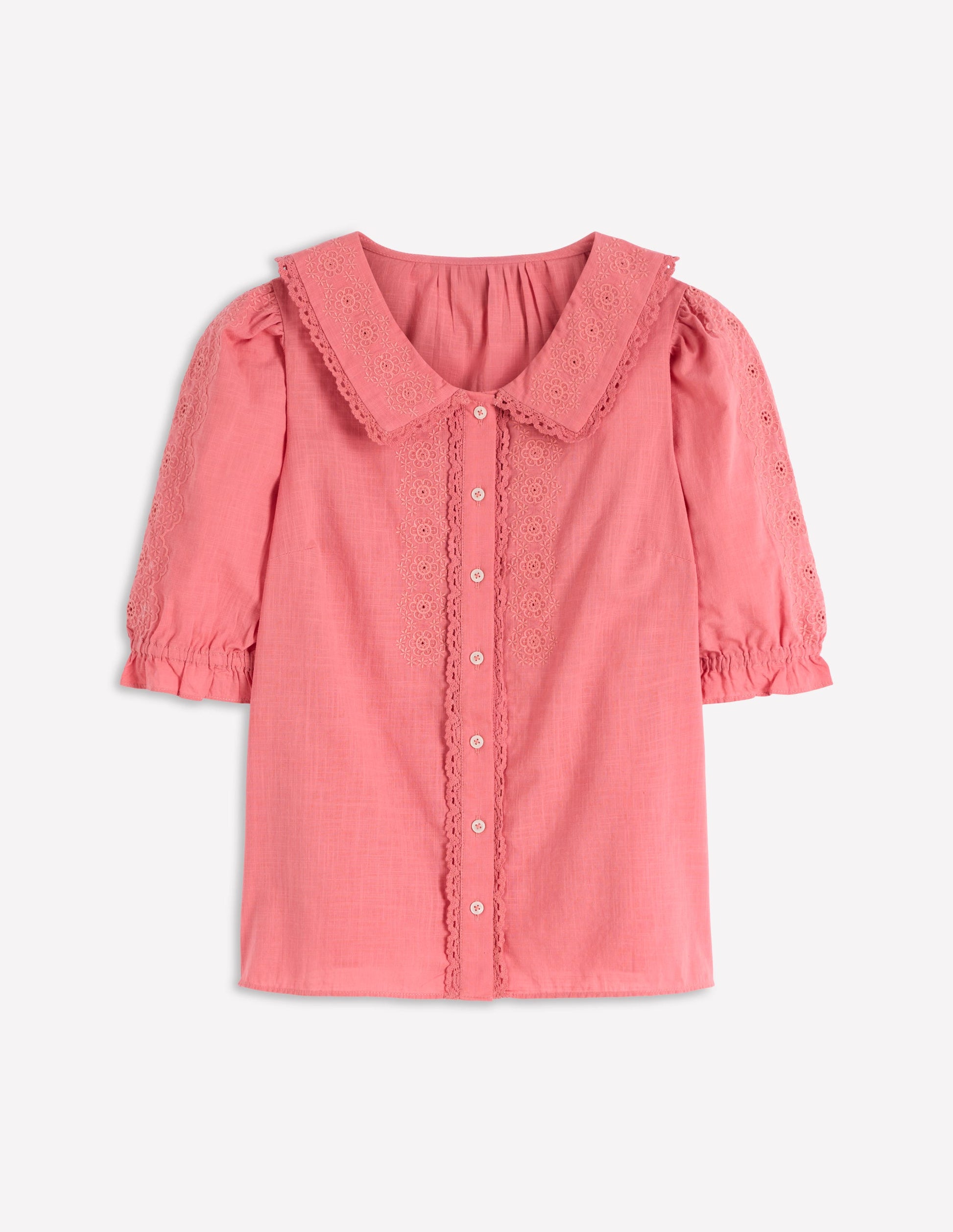 Short Sleeve Pretty Collar Top-Vintage Rose-6