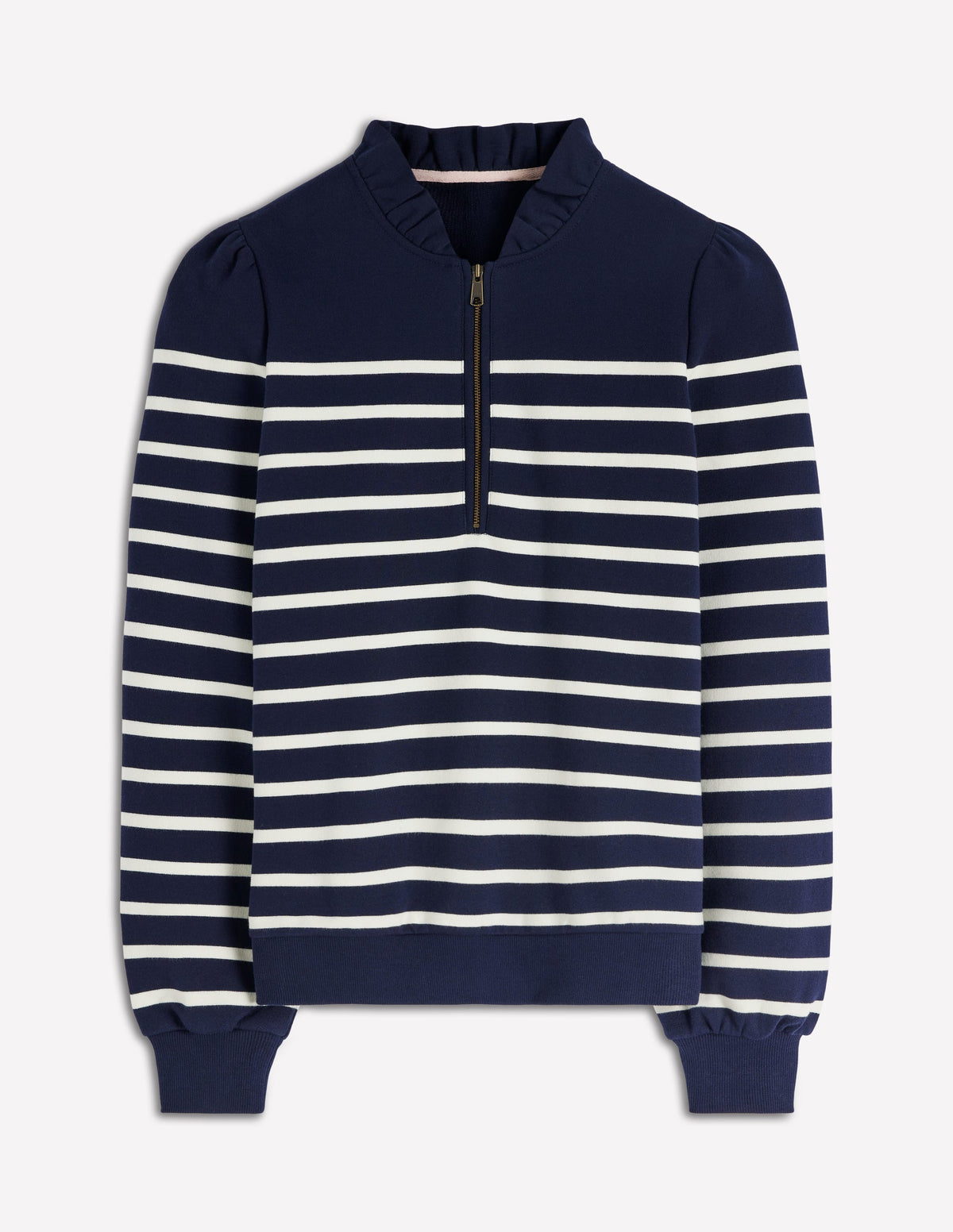 Half-Zip Frill Sweatshirt-Placement Stripe - Image 7