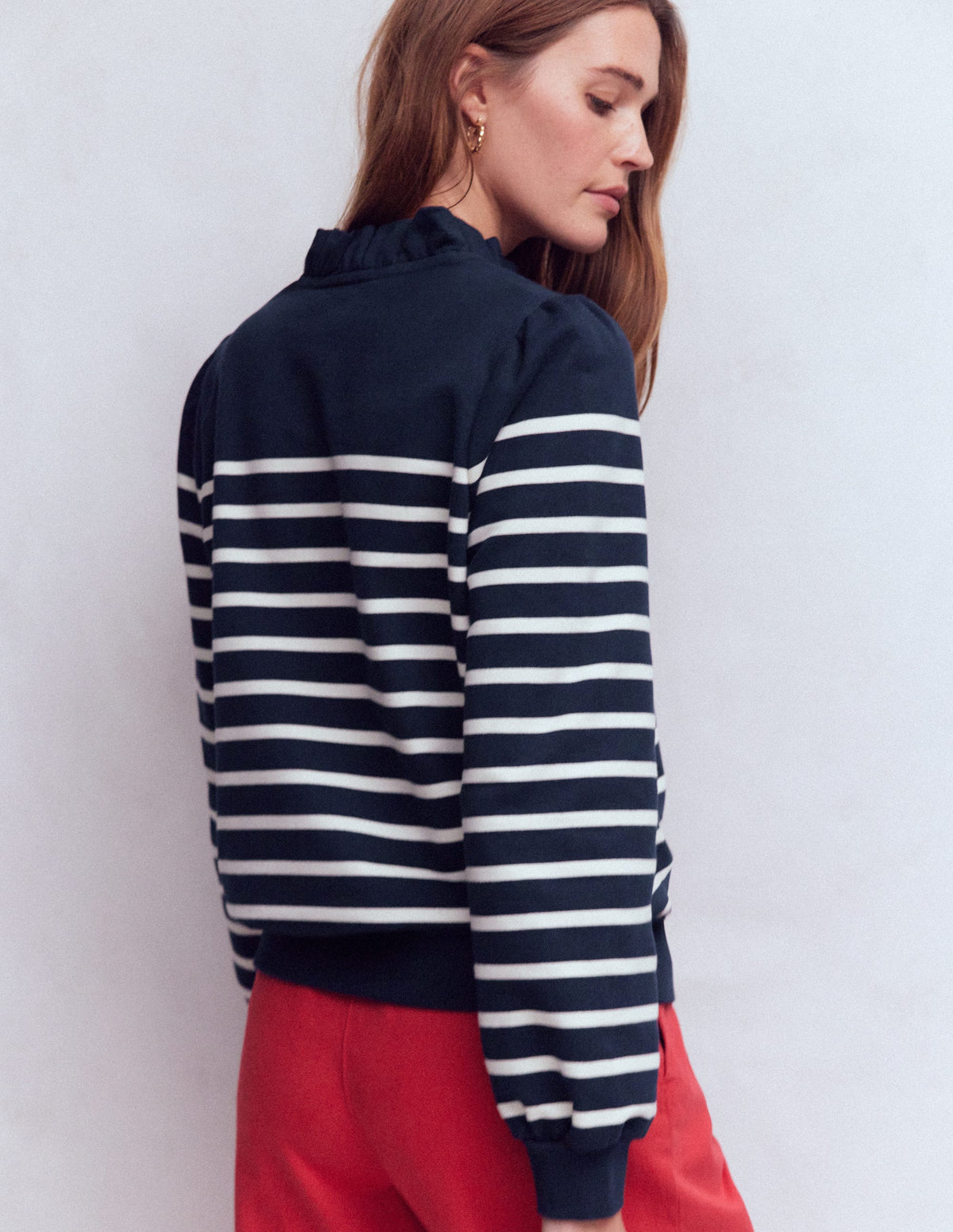 Half-Zip Frill Sweatshirt-Placement Stripe - Image 3