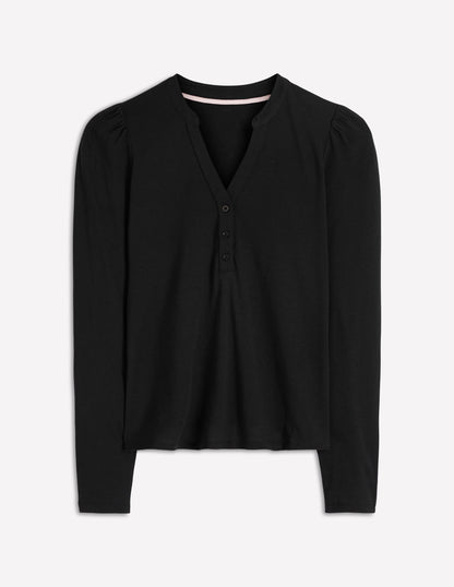 Supersoft Open Neck Henley-Black-6