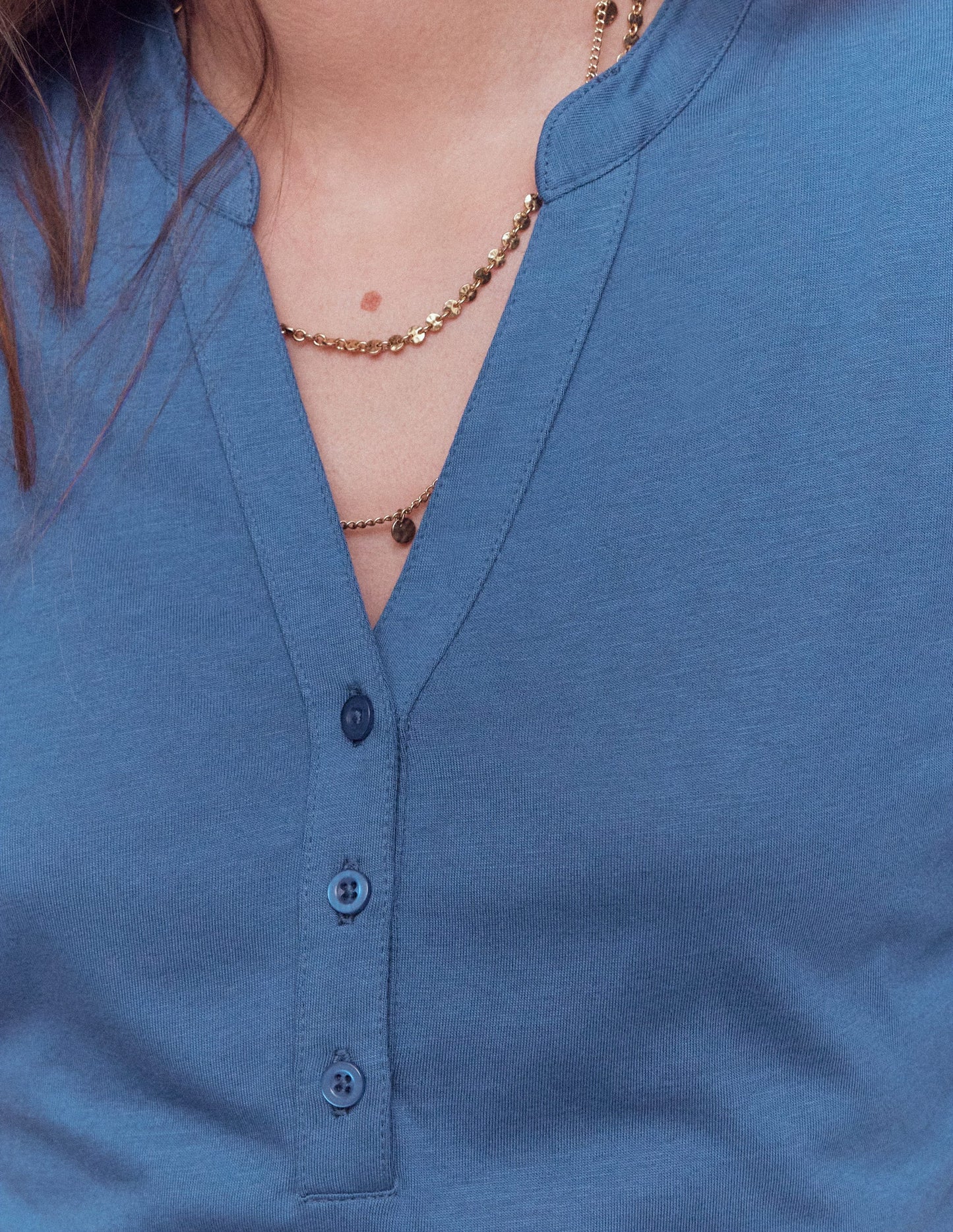 Supersoft Open Neck Henley-True Navy