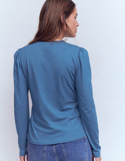 Supersoft Open Neck Henley-True Navy-3