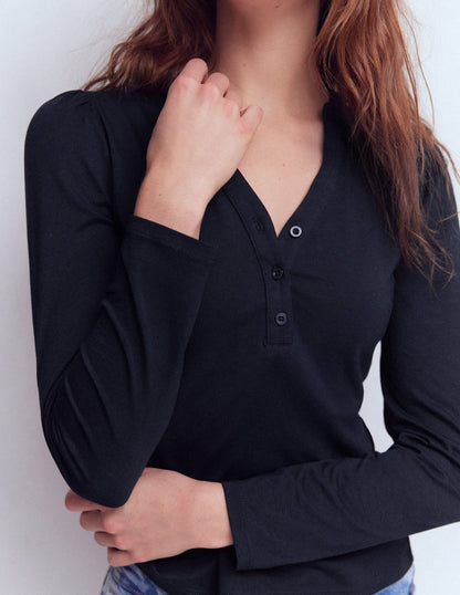 Supersoft Open Neck Henley-Navy-2