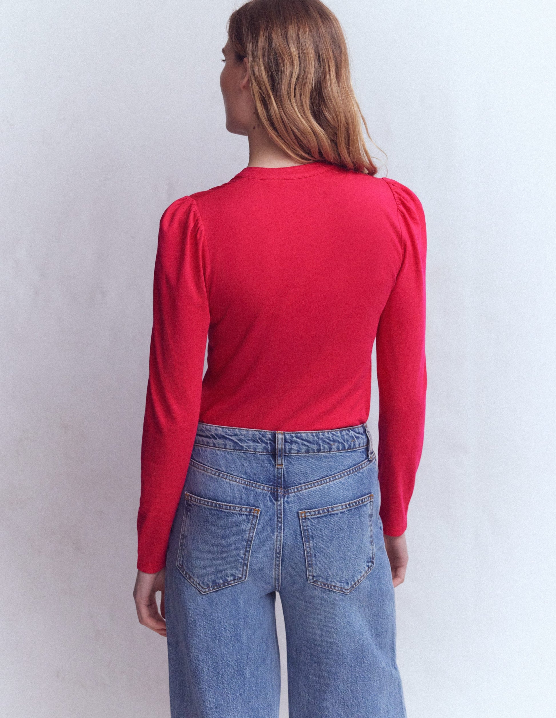 Supersoft Open Neck Henley-Pomegranate-3