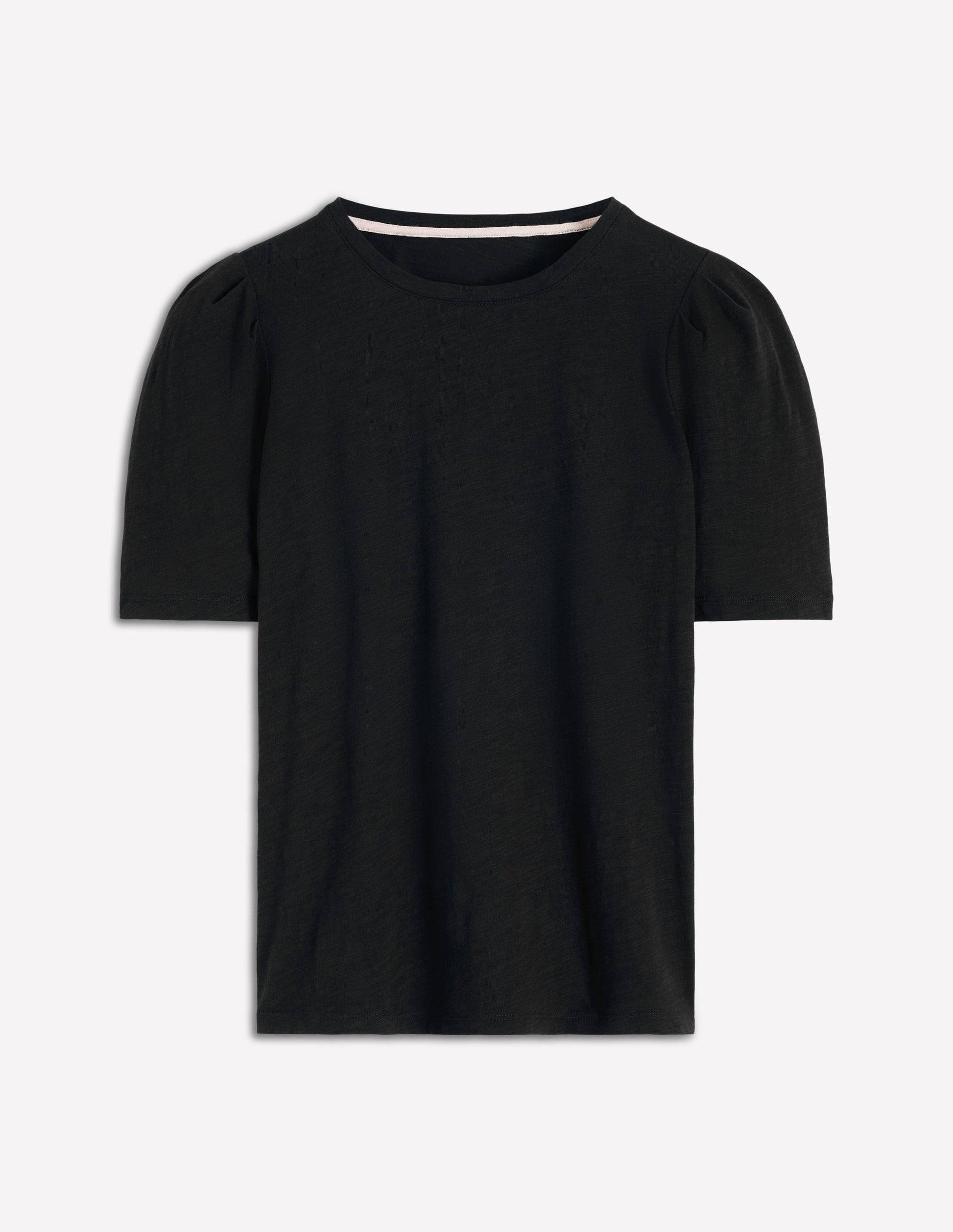 Pleat Sleeve T-shirt-Black-5