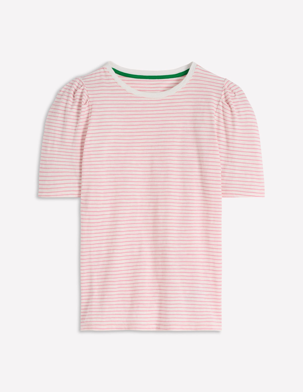 Sophie Puff Sleeve T-shirt-Formica Pink and Ivory Stripe - Image 5