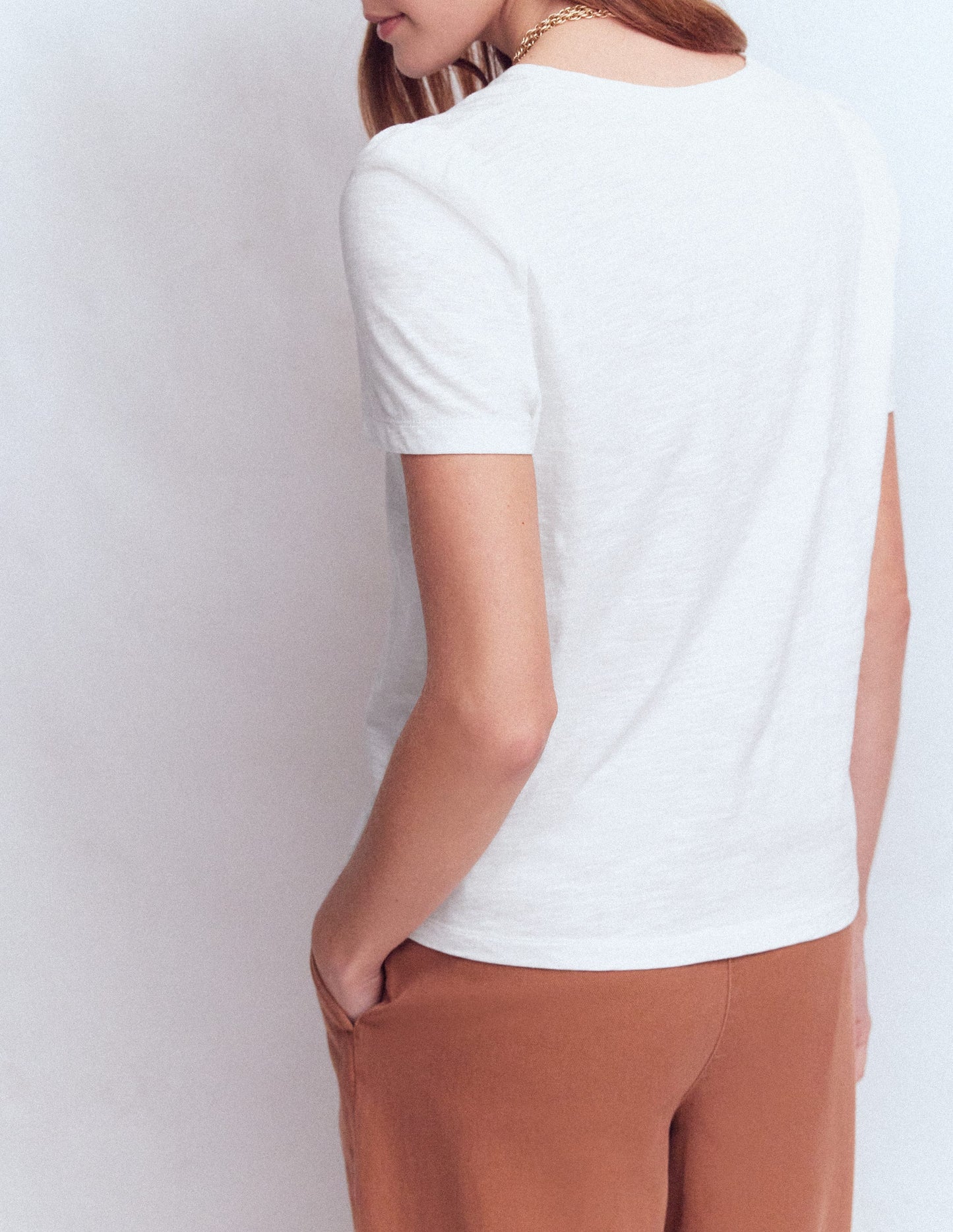 Pleat Sleeve T-shirt-White