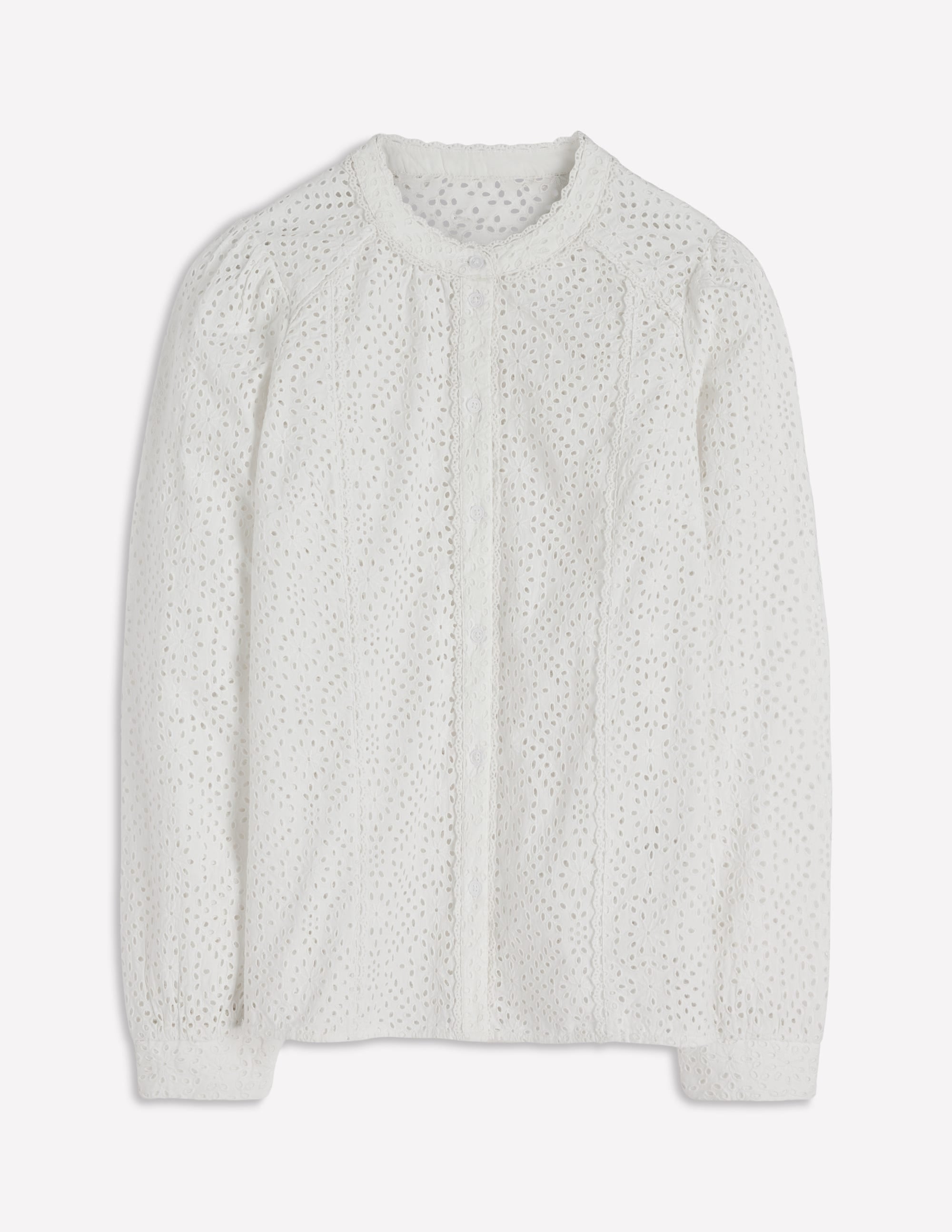 Rhea Trim Insert Broderie Top-White Floral Broderie - Image 5