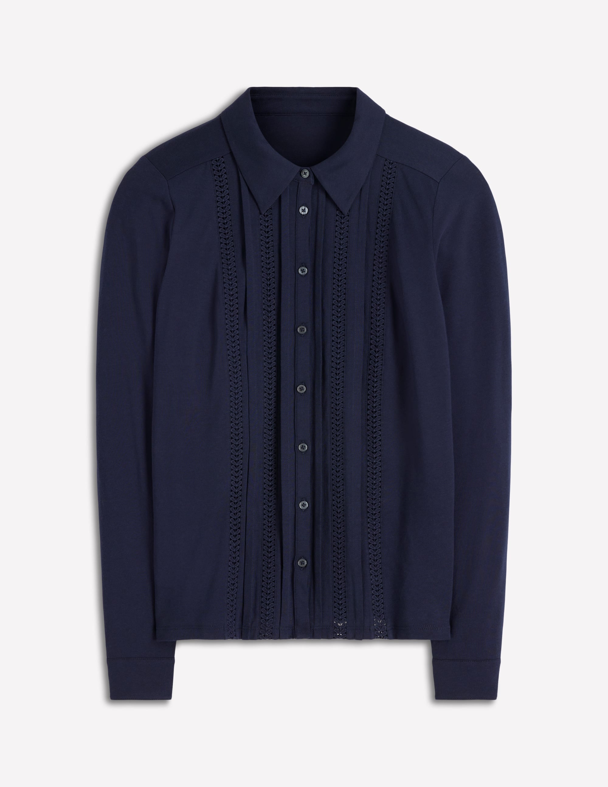 Trim Detail Jersey Shirt-Navy - Image 5