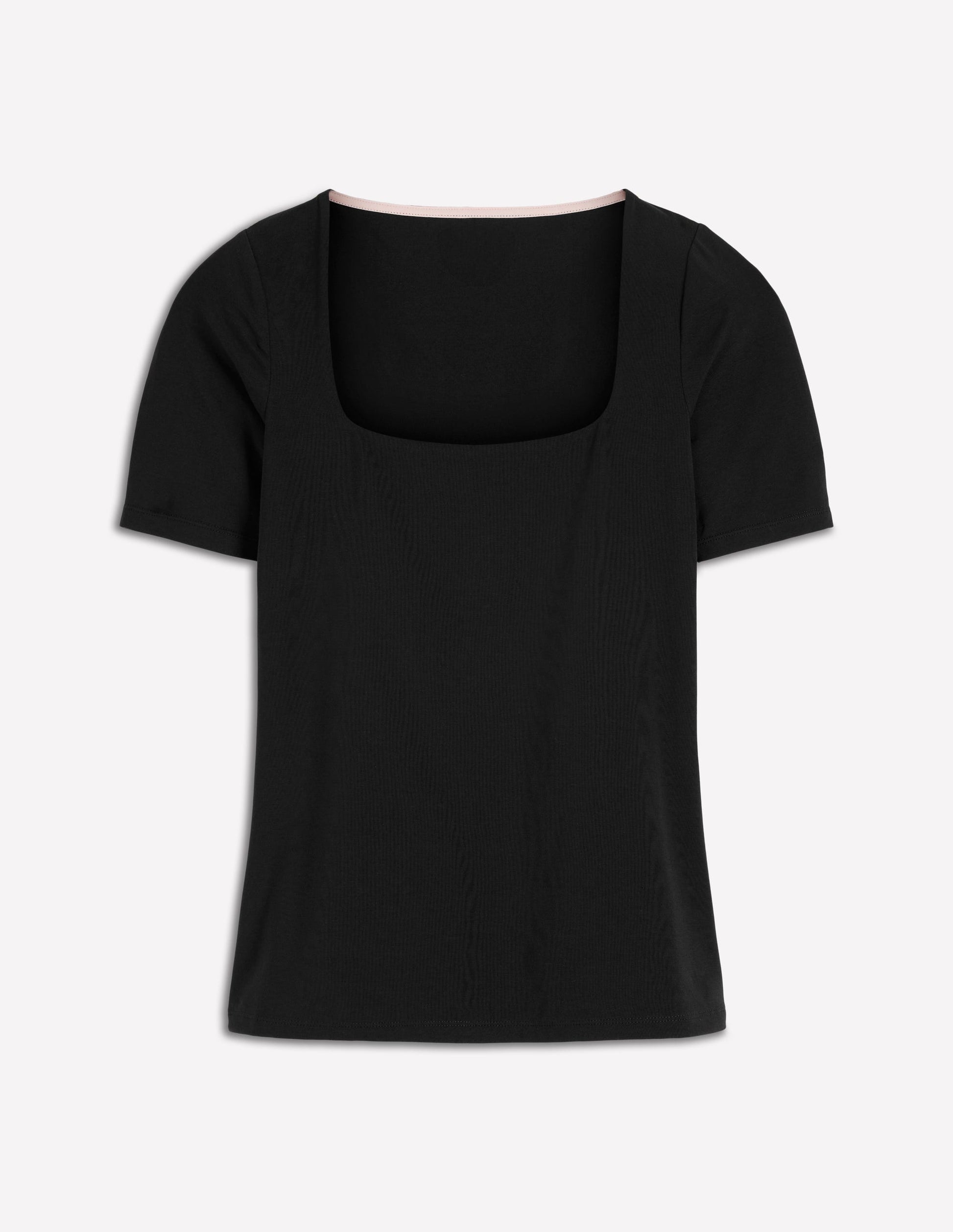 Double Layer Square Neck Tee-Black-5