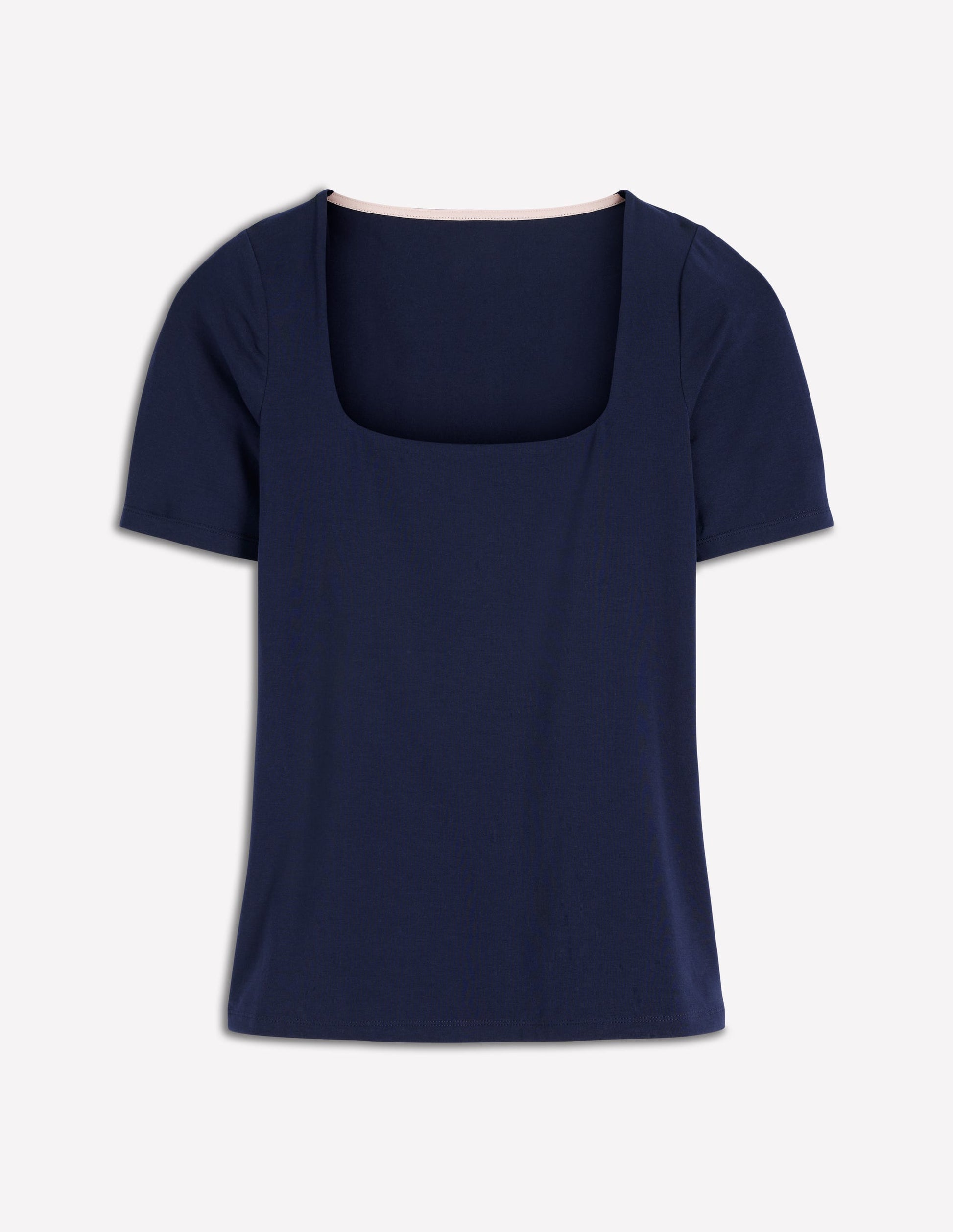 Double Layer Square Neck Tee-Navy-5