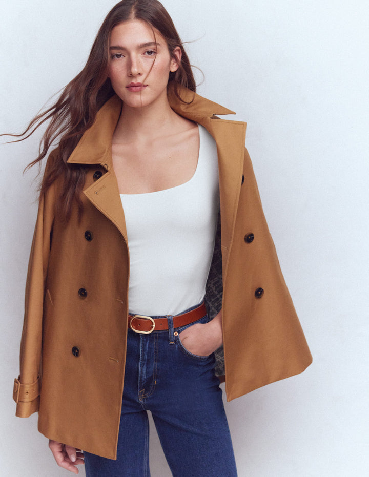 Double Layer Square Neck Tee-White