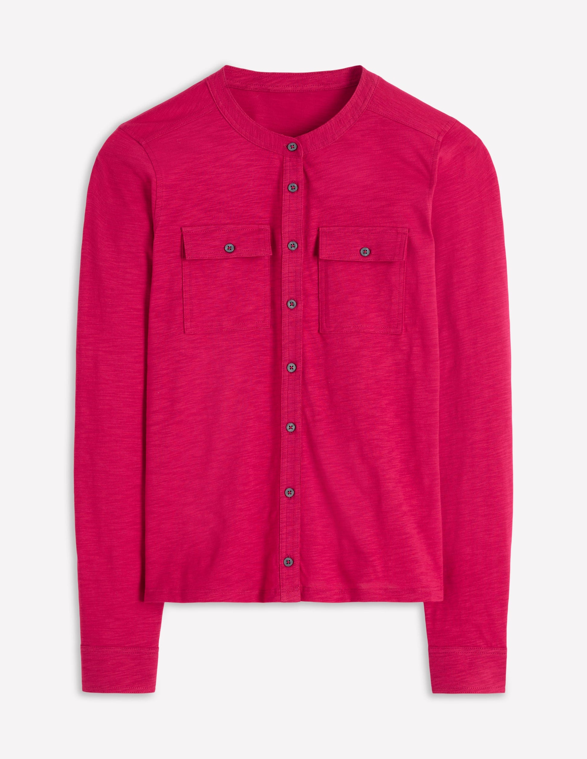 Topstitched Pocket Shirt-Pomegranate-6