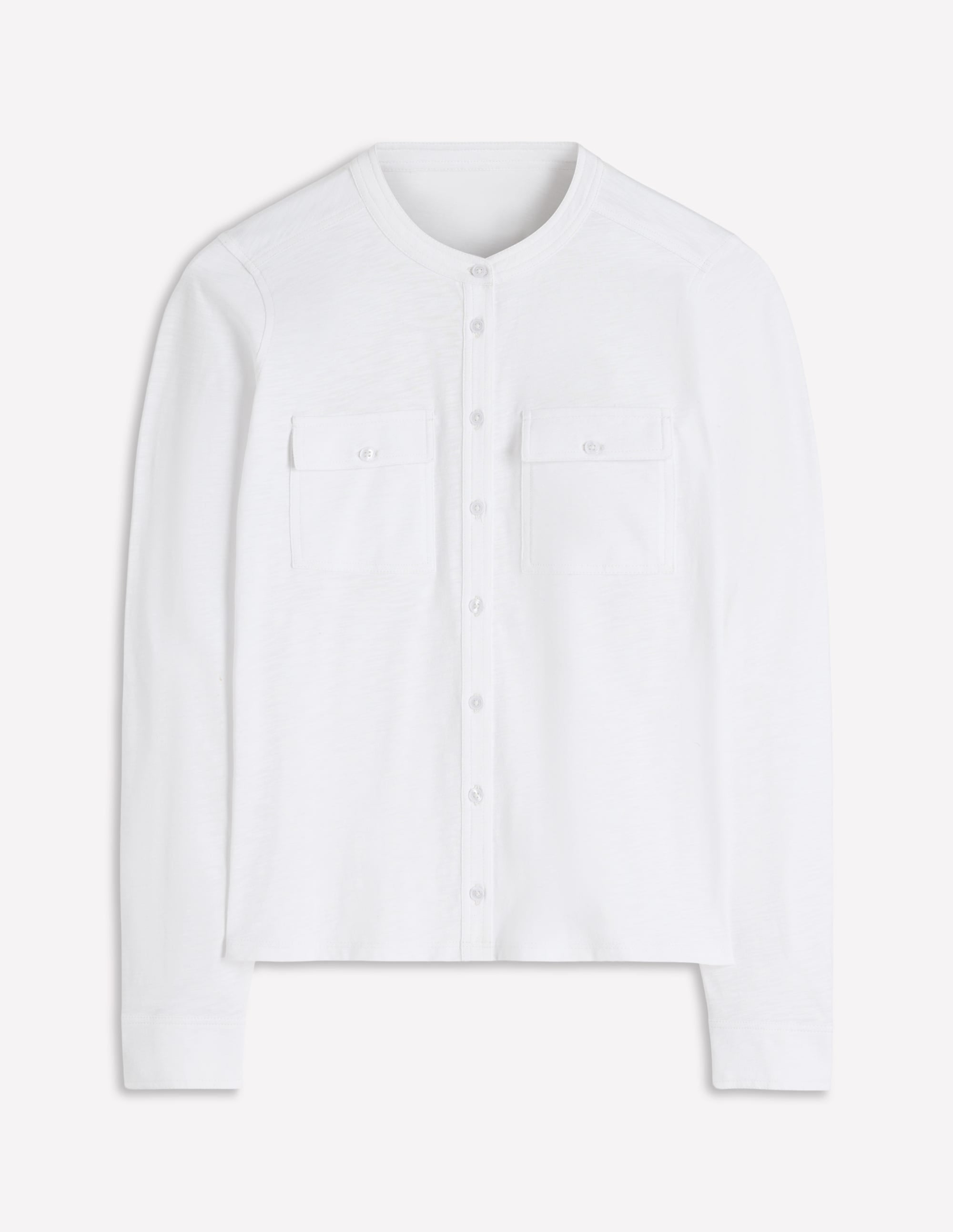 Topstitched Pocket Shirt-White - Image 6
