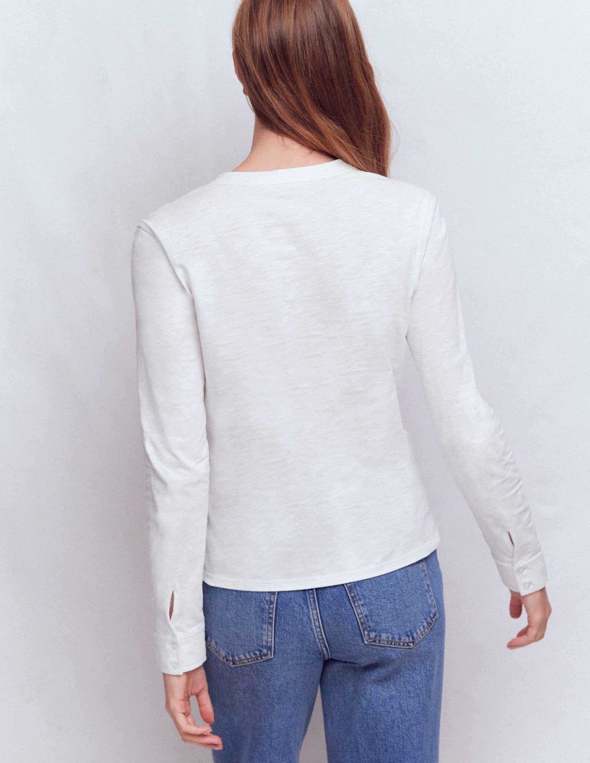 Topstitched Pocket Shirt-White - Image 3