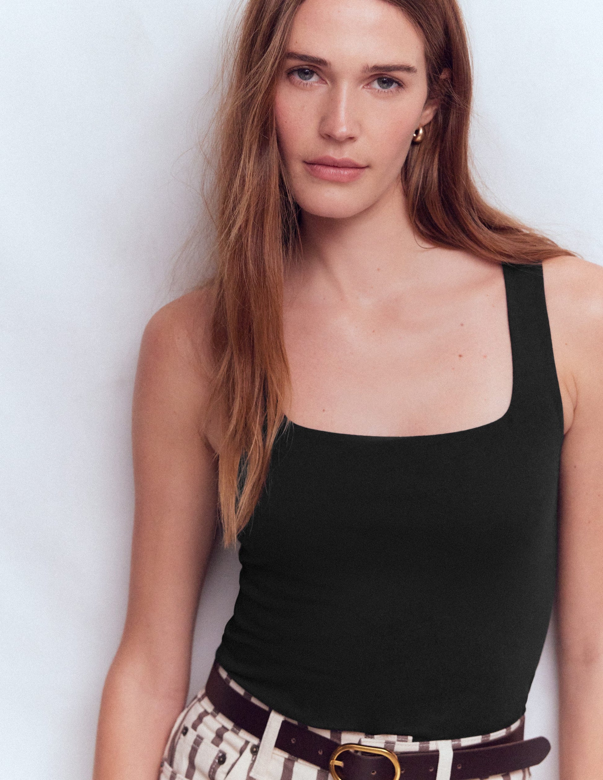 Double Layer Square Neck Vest-Black-2