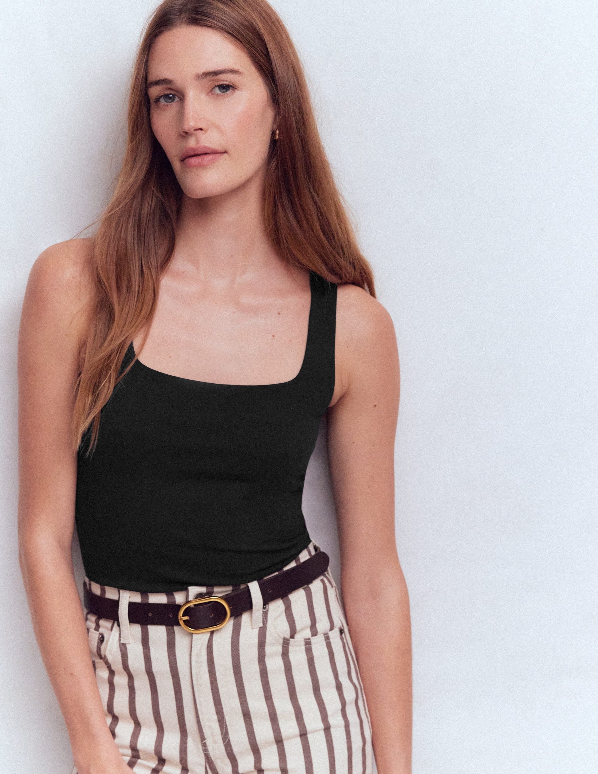 Double Layer Square Neck Vest-Black-4