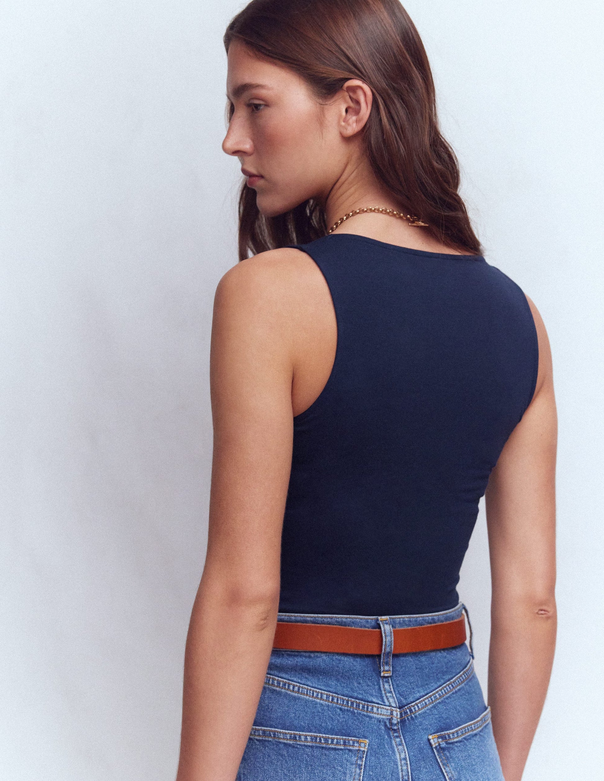 Brooke Double Layer Tank-Navy-3