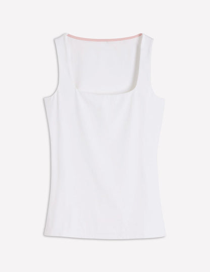 Double Layer Square Neck Vest-White-4
