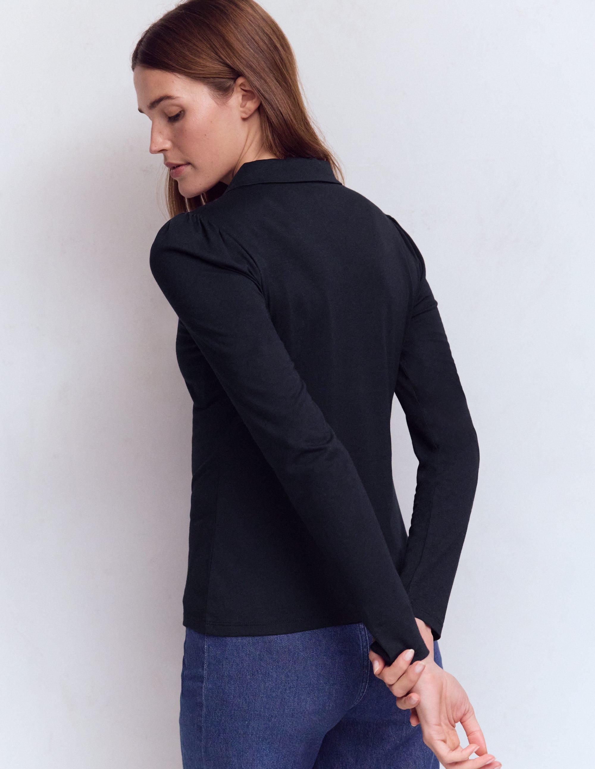 Zip Collar Supersoft Top-Navy - Image 3