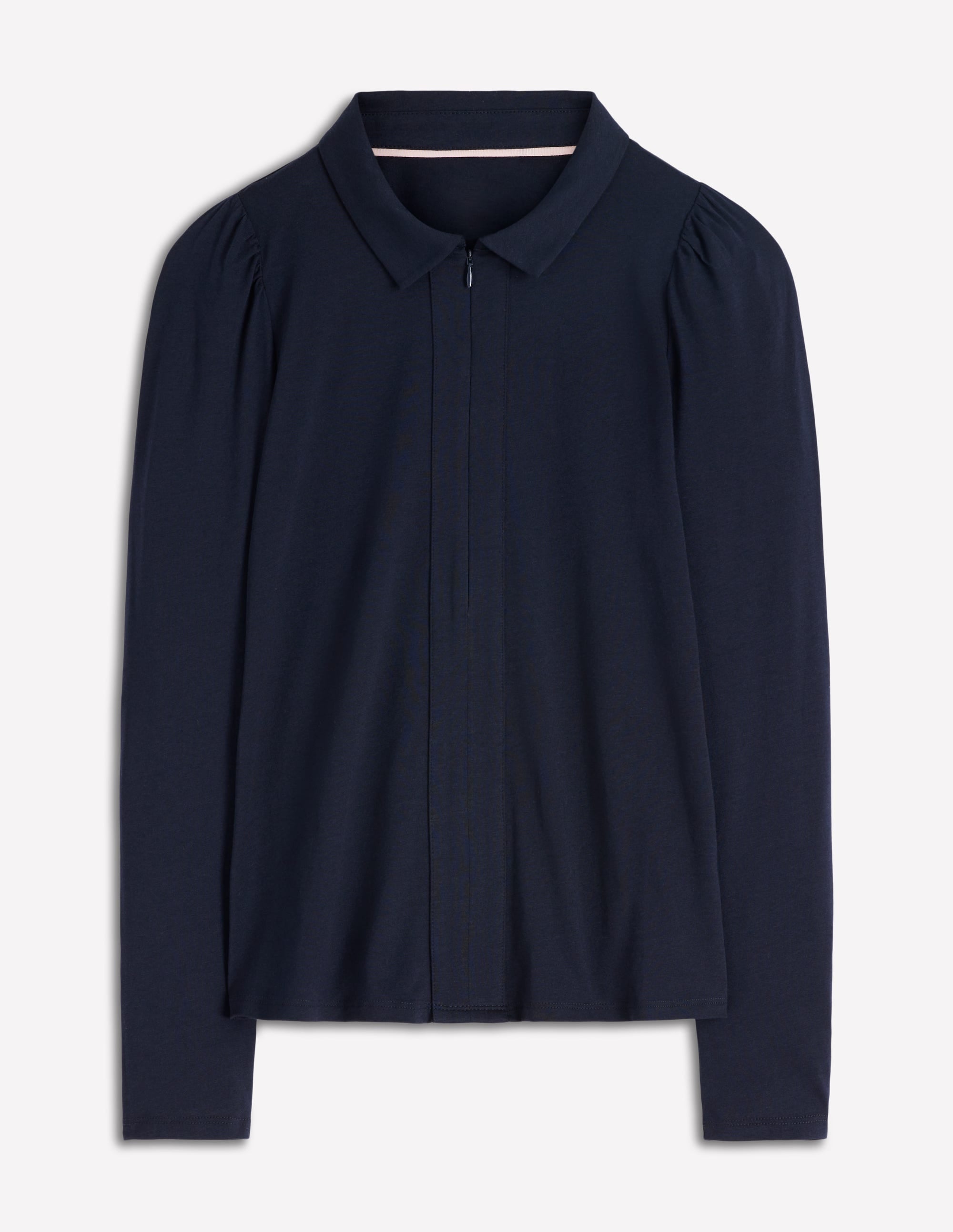 Zip Collar Supersoft Top-Navy - Image 5