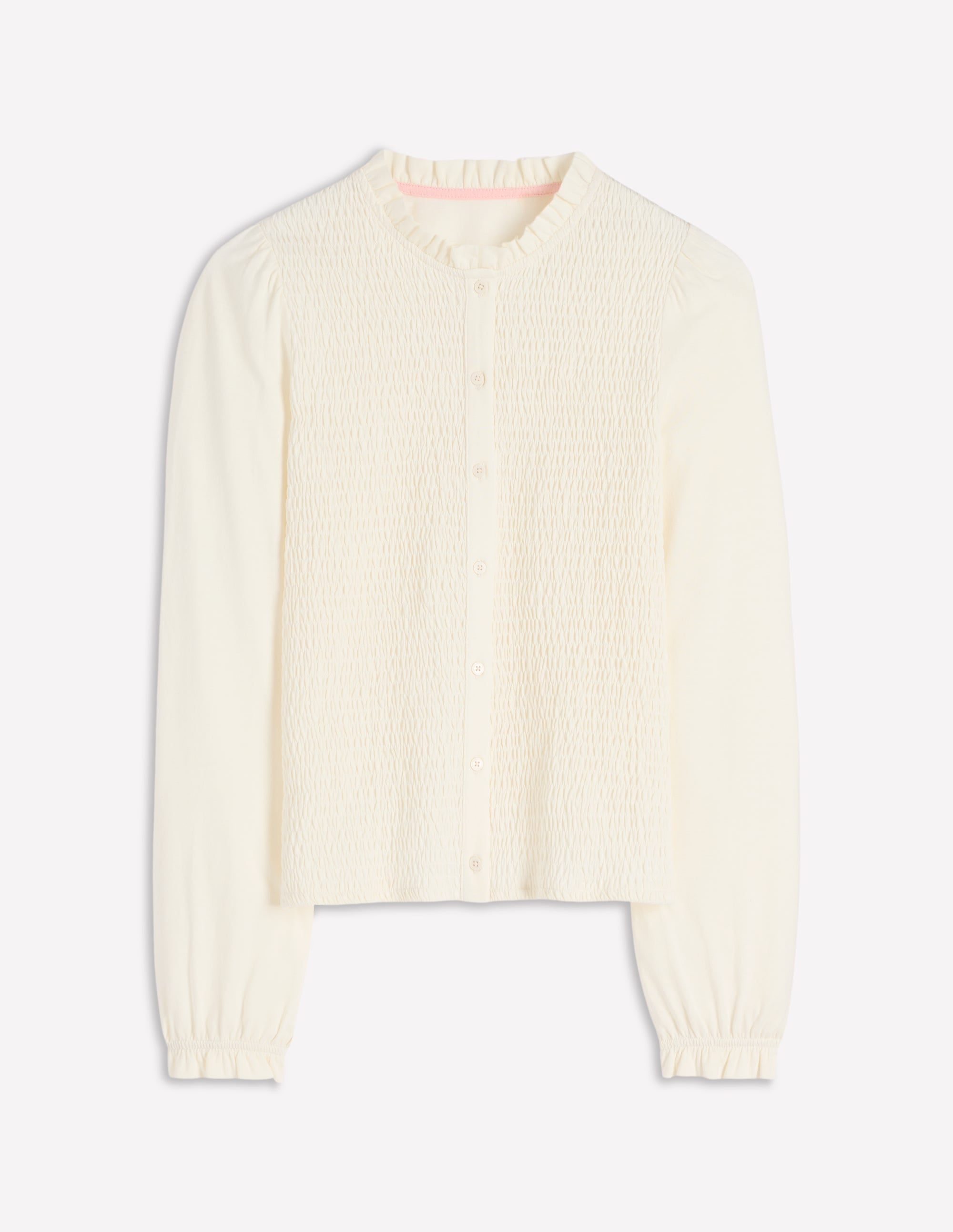 Supersoft Smocked button top-Ivory - Image 7