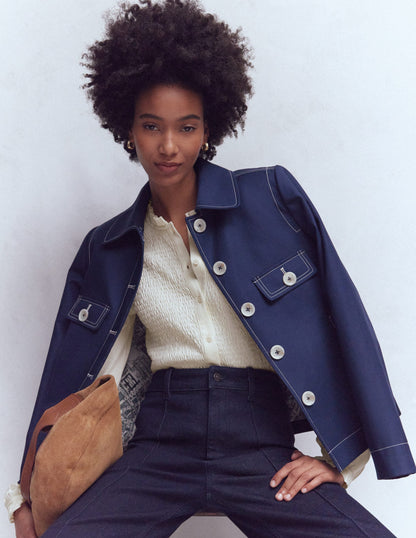 Supersoft Smocked button top-Ivory-2