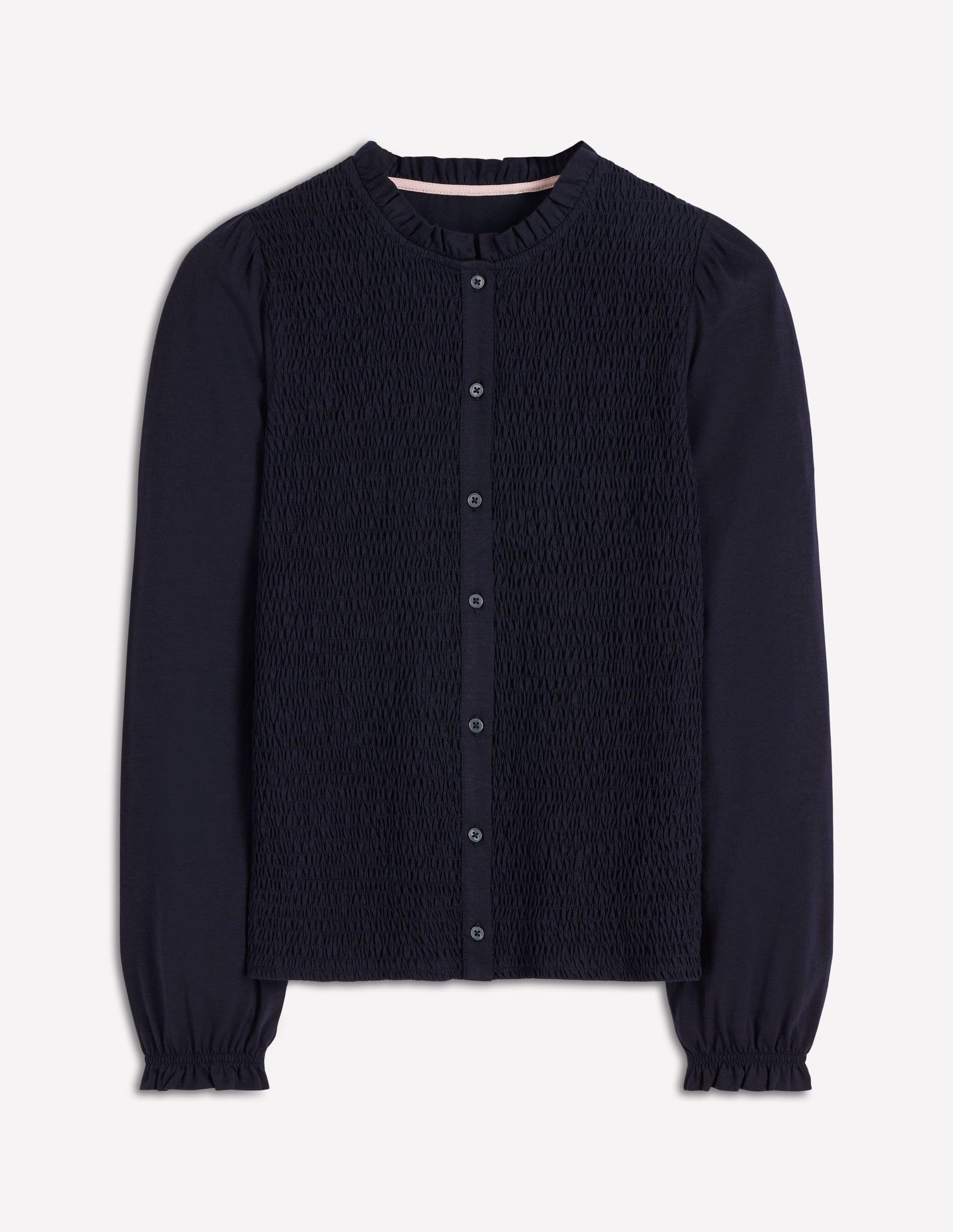 Supersoft Smocked button top-Navy-7
