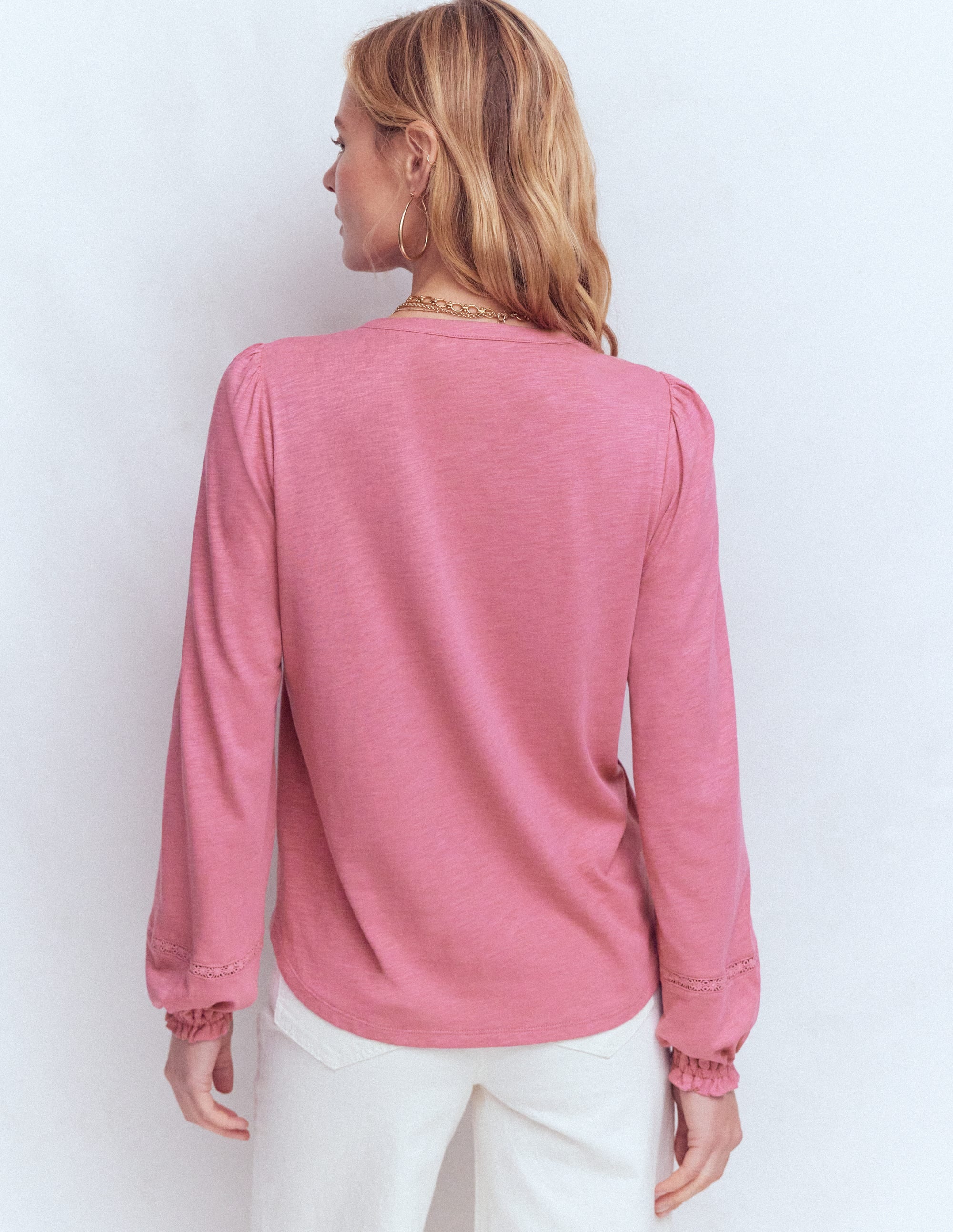 Embroidered Jersey Shirt-Pink Heather - Image 3