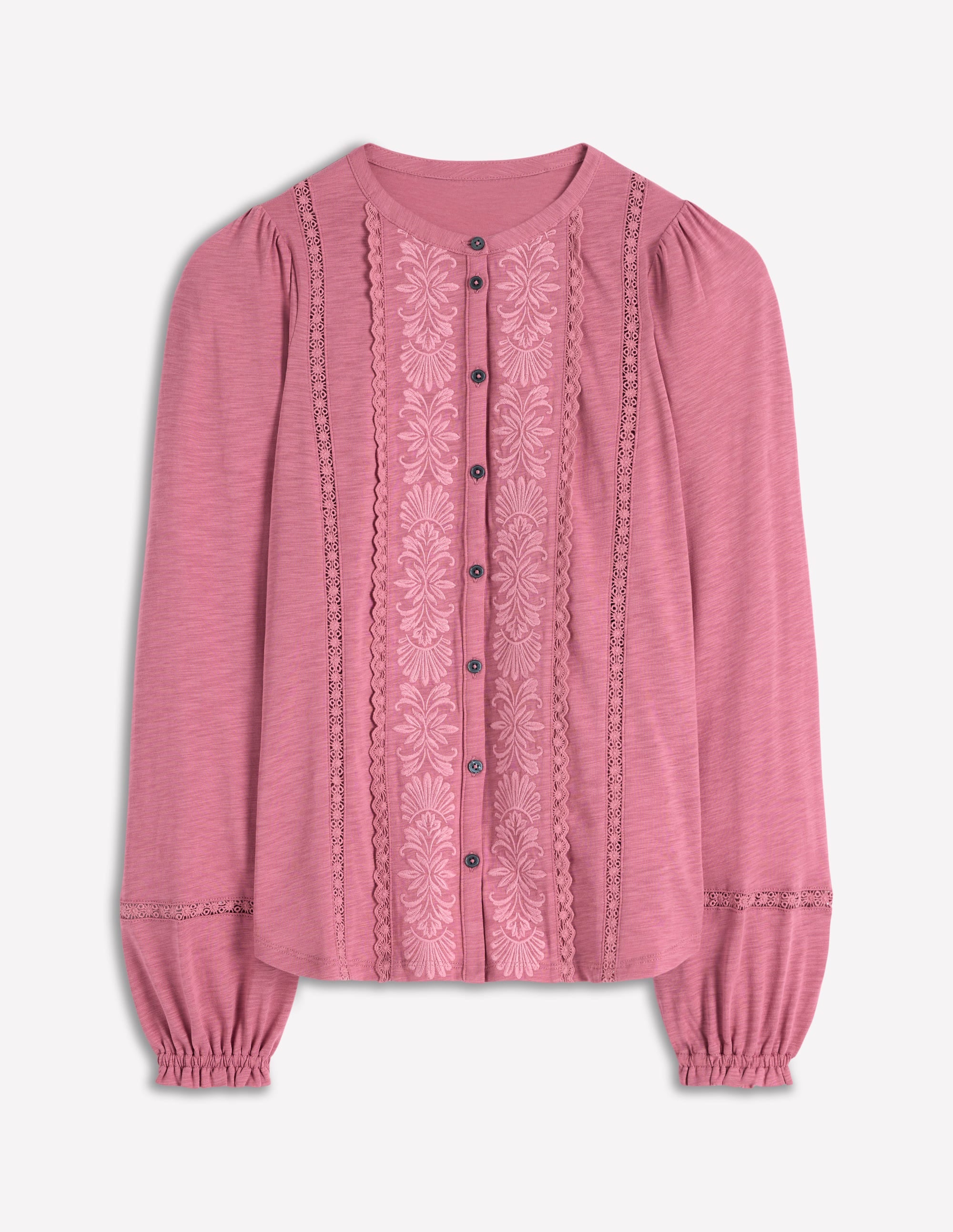 Embroidered Jersey Shirt-Pink Heather - Image 5