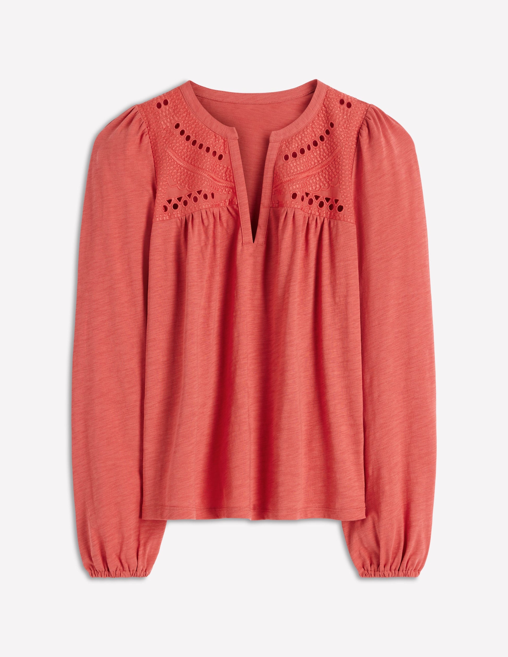 Woven-Mix Notch Neck Top-Baked Apple-5