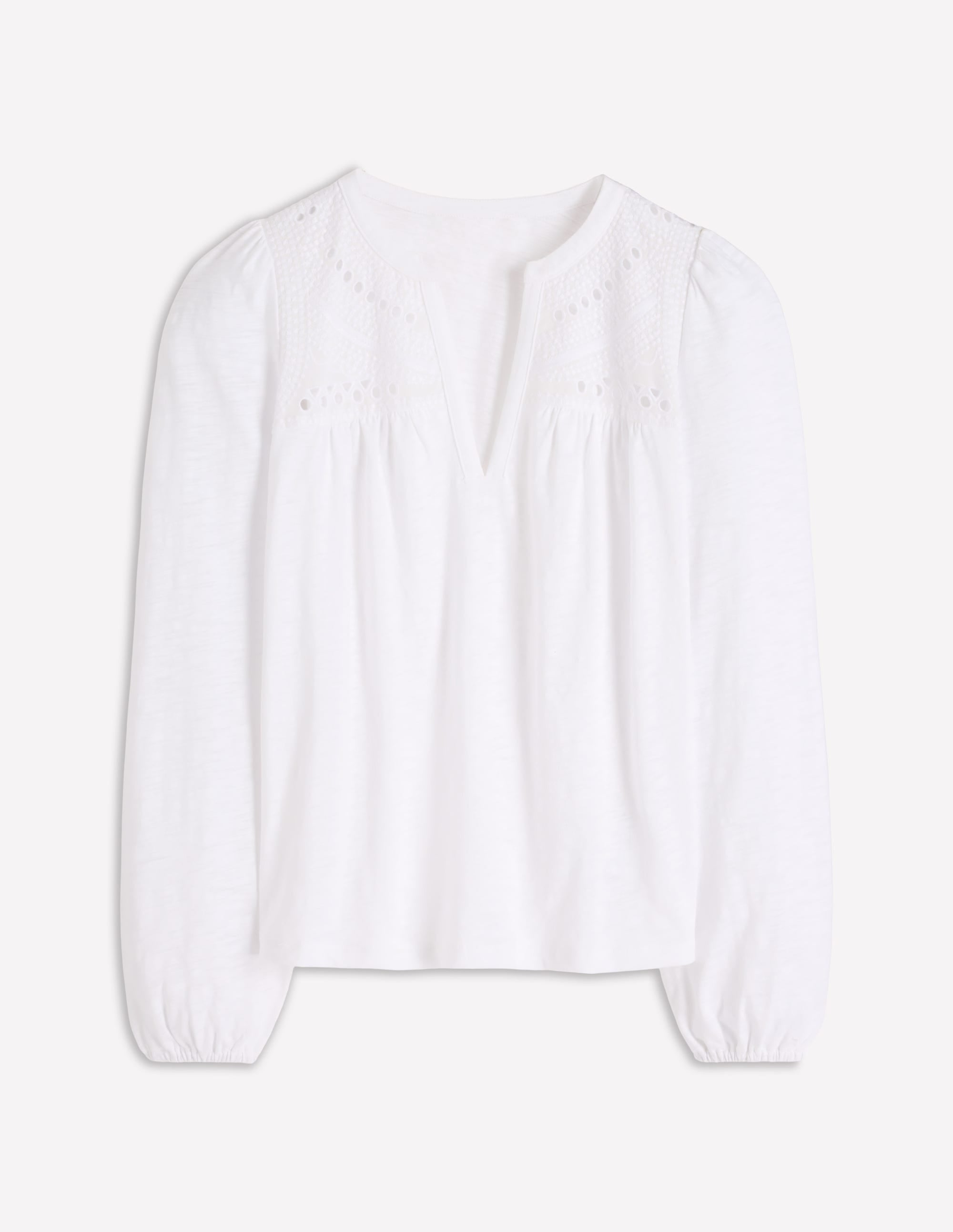 Woven-Mix Notch Neck Top-White - Image 6