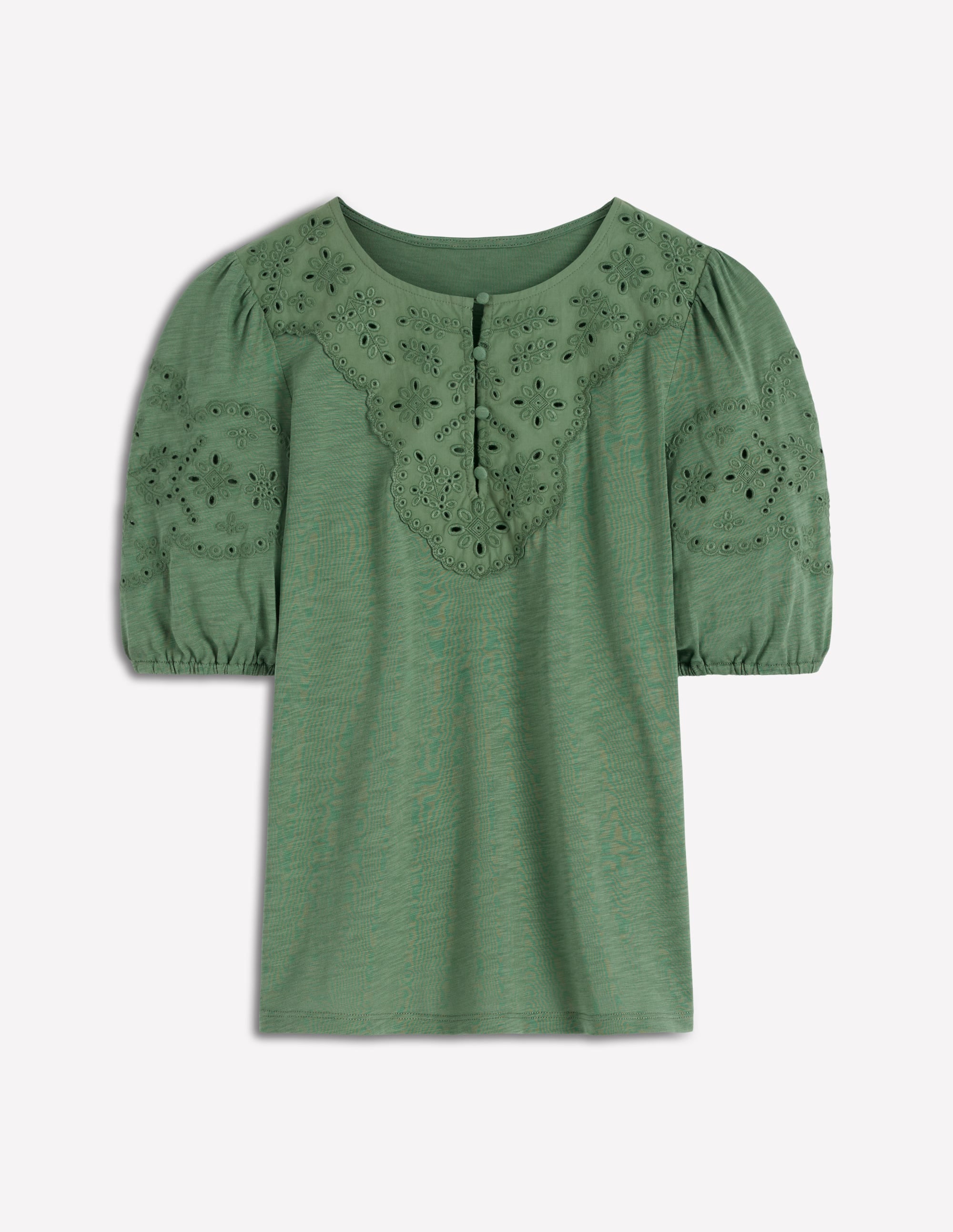 Ada Broderie Mix Top-Willow Green - Image 4