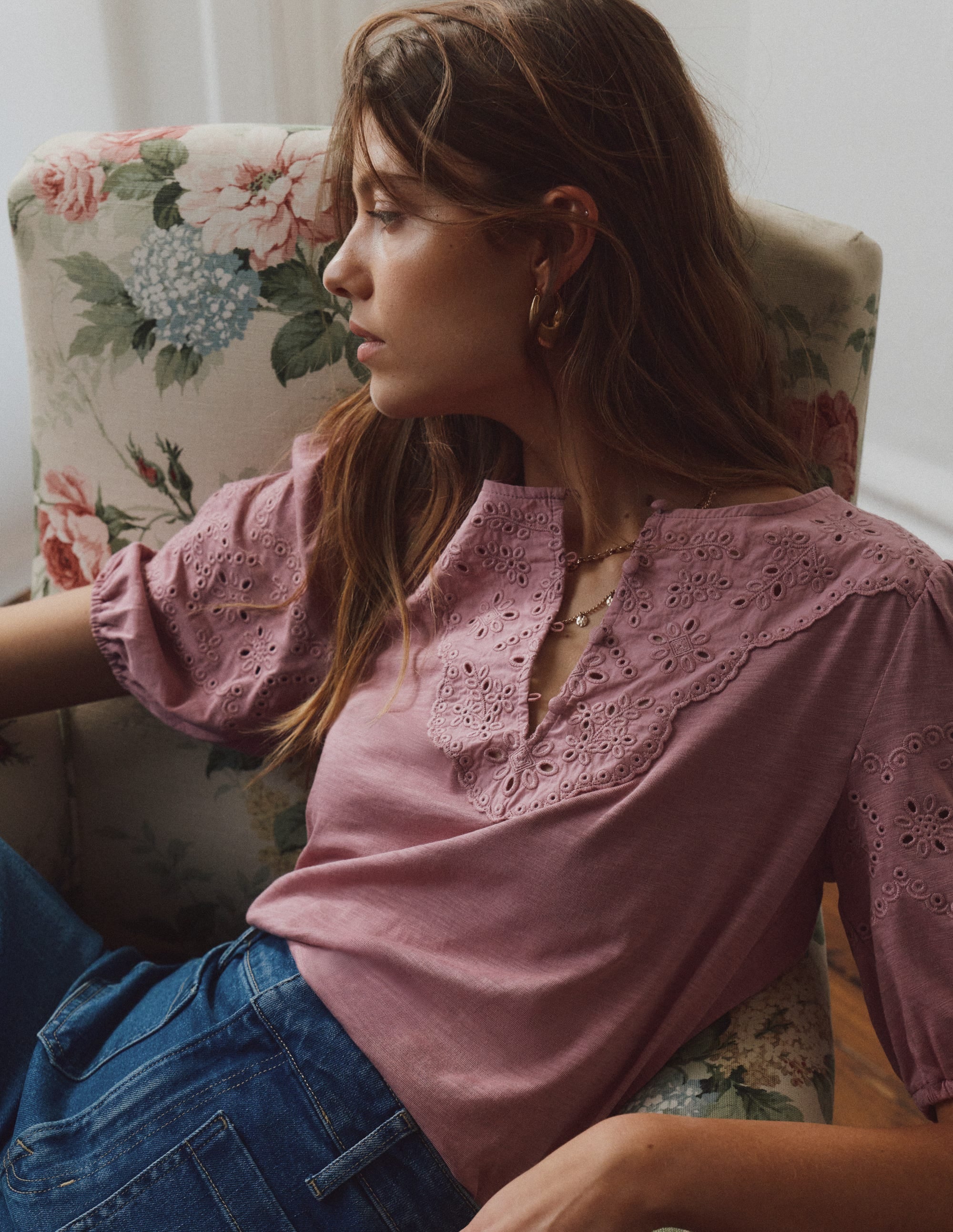 Ada Broderie Mix Top-Lilas - Image 4