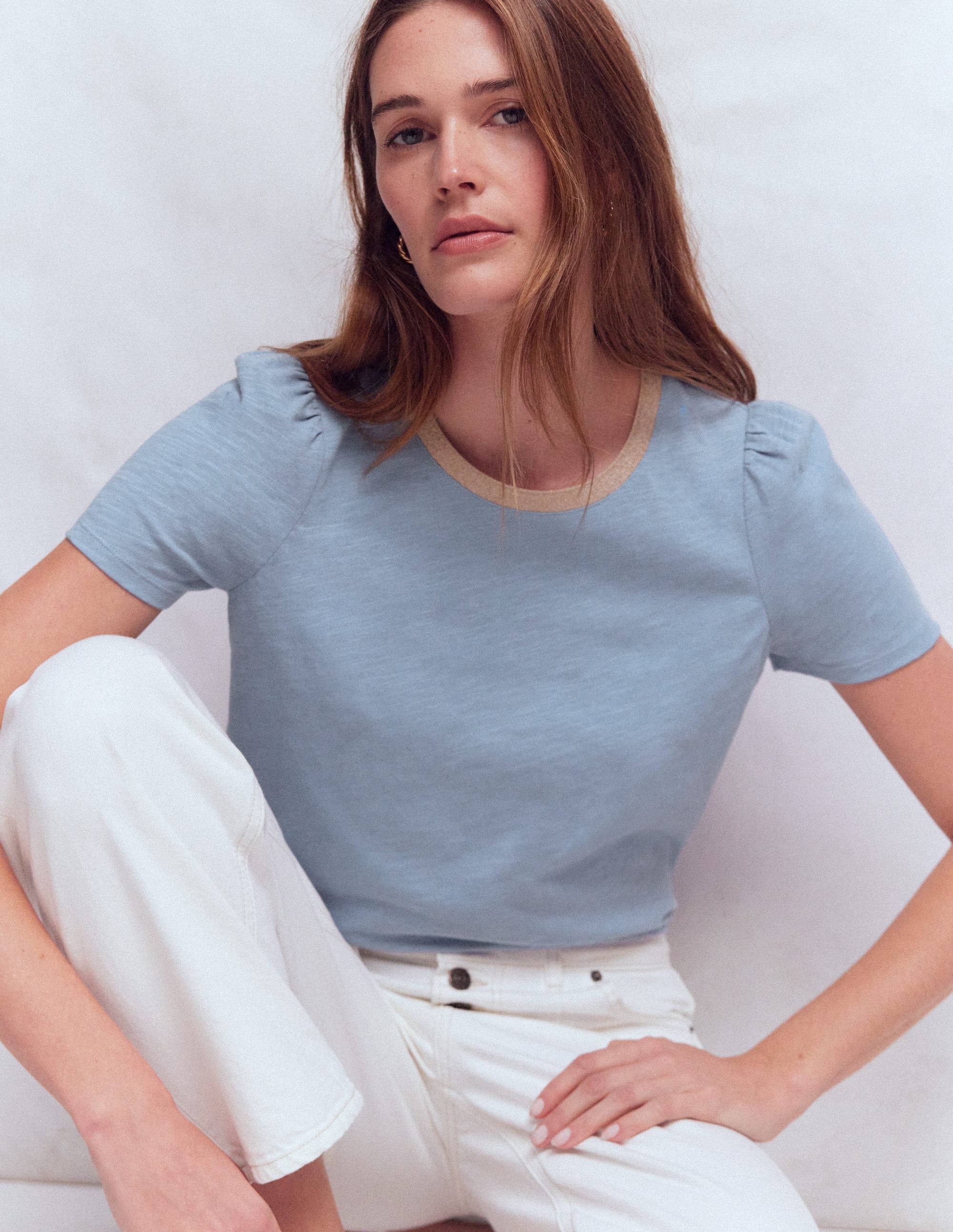 Metallic Trim T - Shirt - French Blue | Boden USA