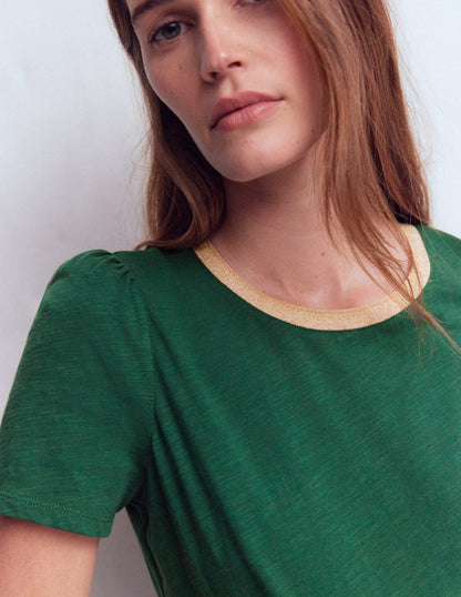 Metallic Trim T-Shirt-Trekking Green-2