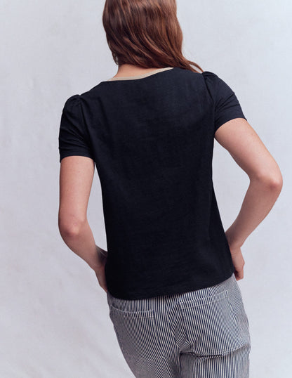 Metallic Trim T-Shirt-Navy-3