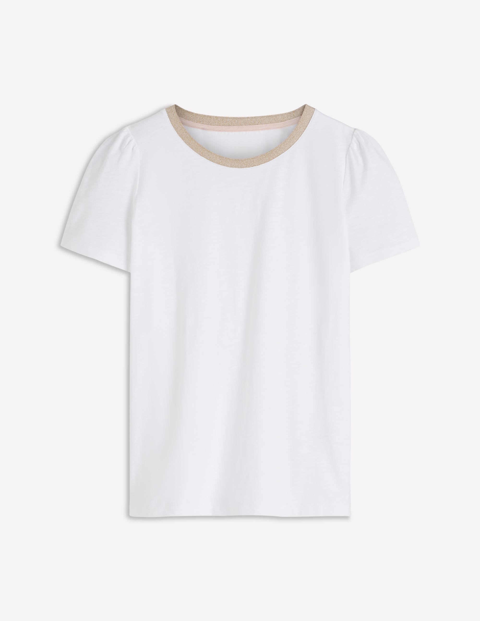 Metallic Trim T-Shirt-White - Image 5