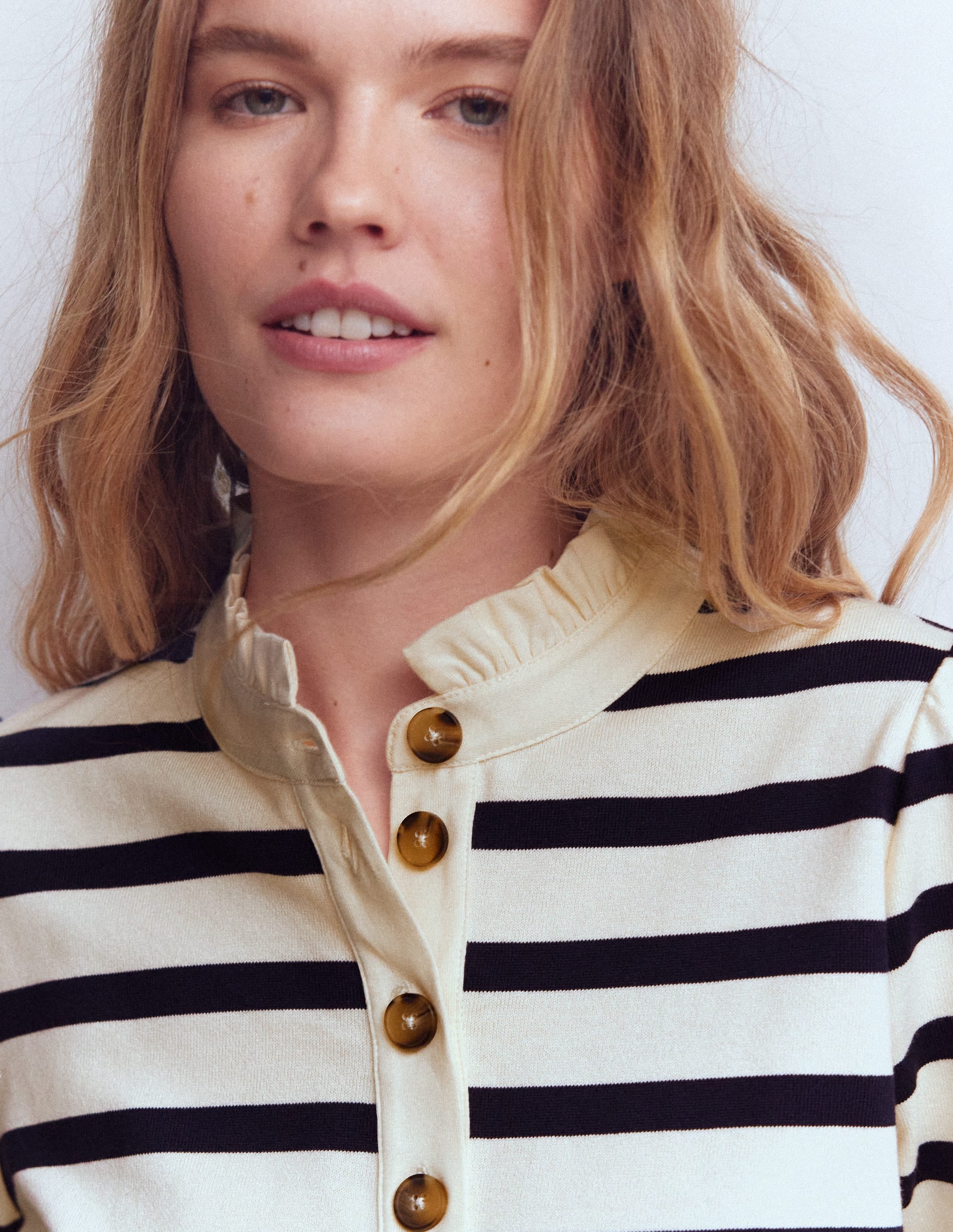Ruffle Collar Mariner-Ivory and Navy Stripe - Image 2