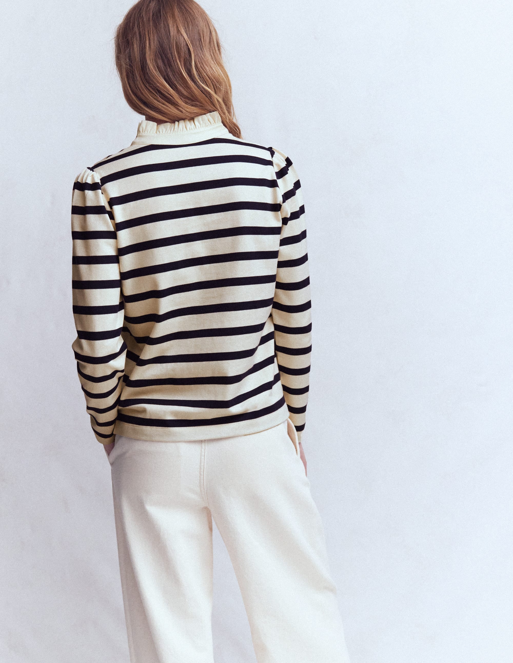 Ruffle Collar Mariner-Ivory and Navy Stripe - Image 3