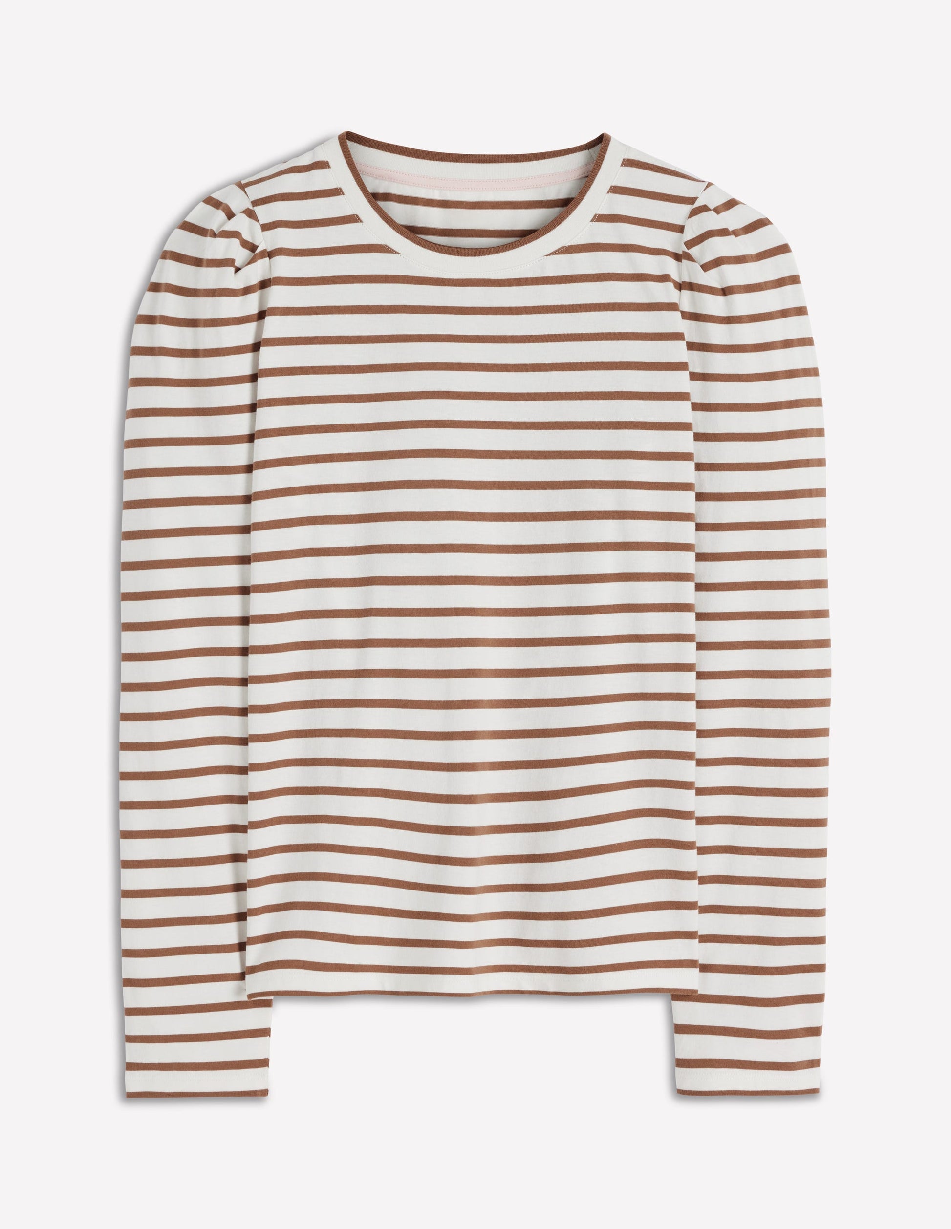 Pleat Sleeve Stripe Top-Ginger and Ivory Stripe-4
