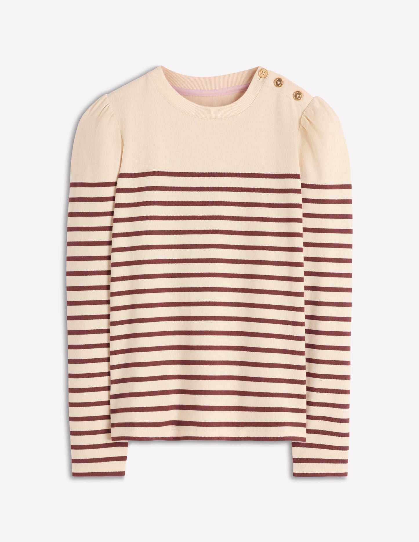 Button Shoulder Mariner-Ivory & Hot Chocolate Stripe