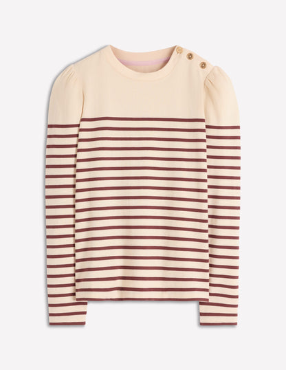 Button Shoulder Mariner-Ivory & Hot Chocolate Stripe-5